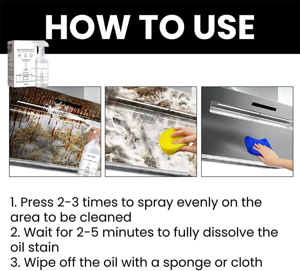 اسپری و قرص های پاک کننده فوم همه منظوره SYOSI برای آشپزخانه، فر، گریل و اجاق گاز - چربی زدای قوی با 2 عدد بطری اسپری 60 میلی لیتری