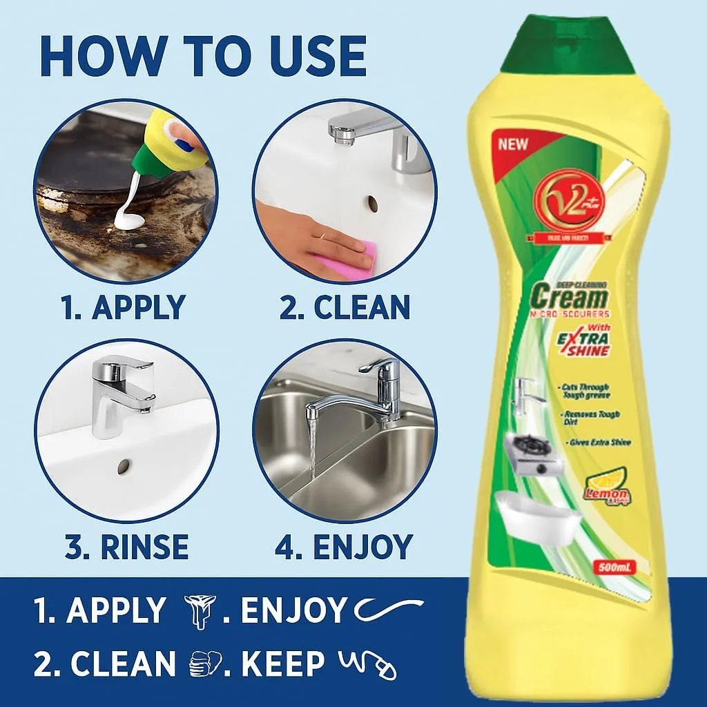 کرم تمیز کننده سطوح Swish Super V2 با رایحه لیمو، 5 عدد 500 میلی لیتری، با فناوری میکرو کریستال، از بین برنده چربی، مواد غذایی سوخته و لکه های آهک