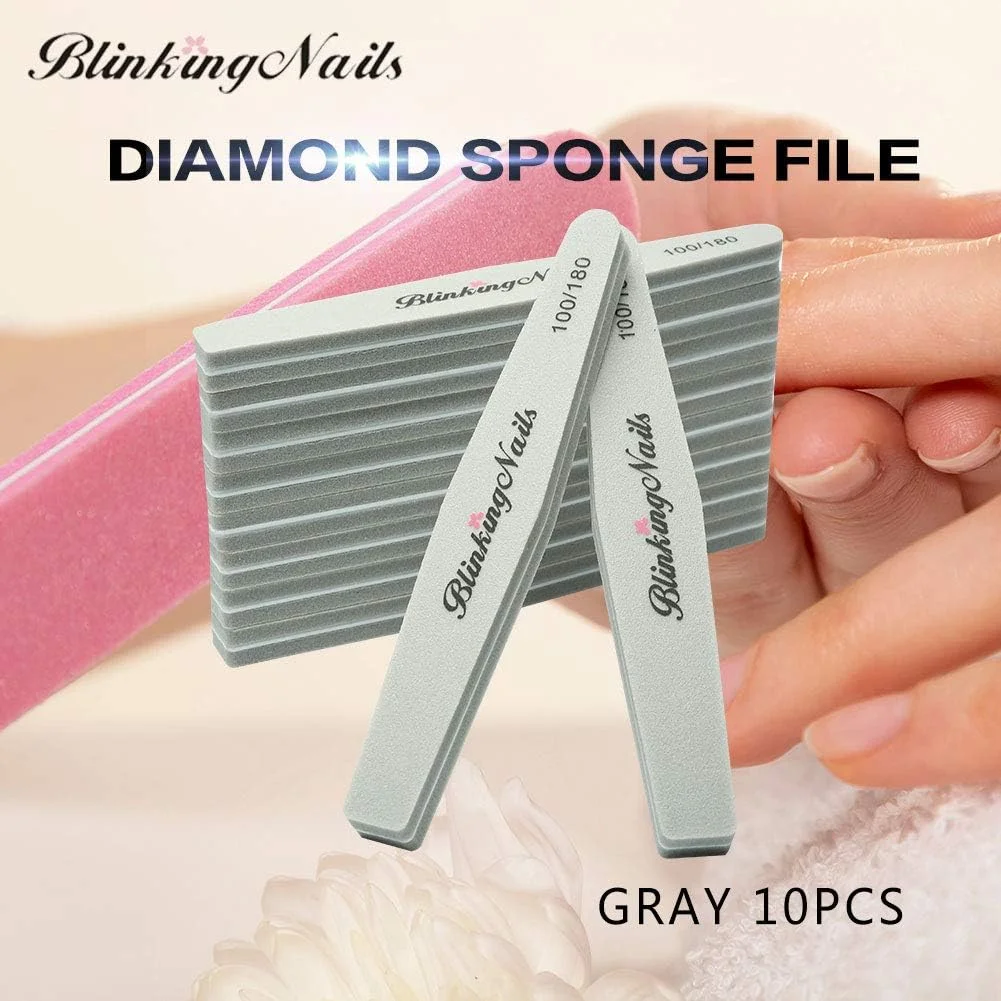 بافر و سوهان ناخن اسفنجی BlinkingNails، بسته 10 عددی، طراحی دو طرفه، درجه زبری 100/180، ابزار حرفه ای مانیکور ناخن، رنگ خاکستری بافر و سوهان ناخن اسفنجی BlinkingNails، بسته 10 عددی، طراحی دو طرفه، درجه زبری 100/180، ابزار حرفه ای مانیکور ناخن، رنگ خاکستری