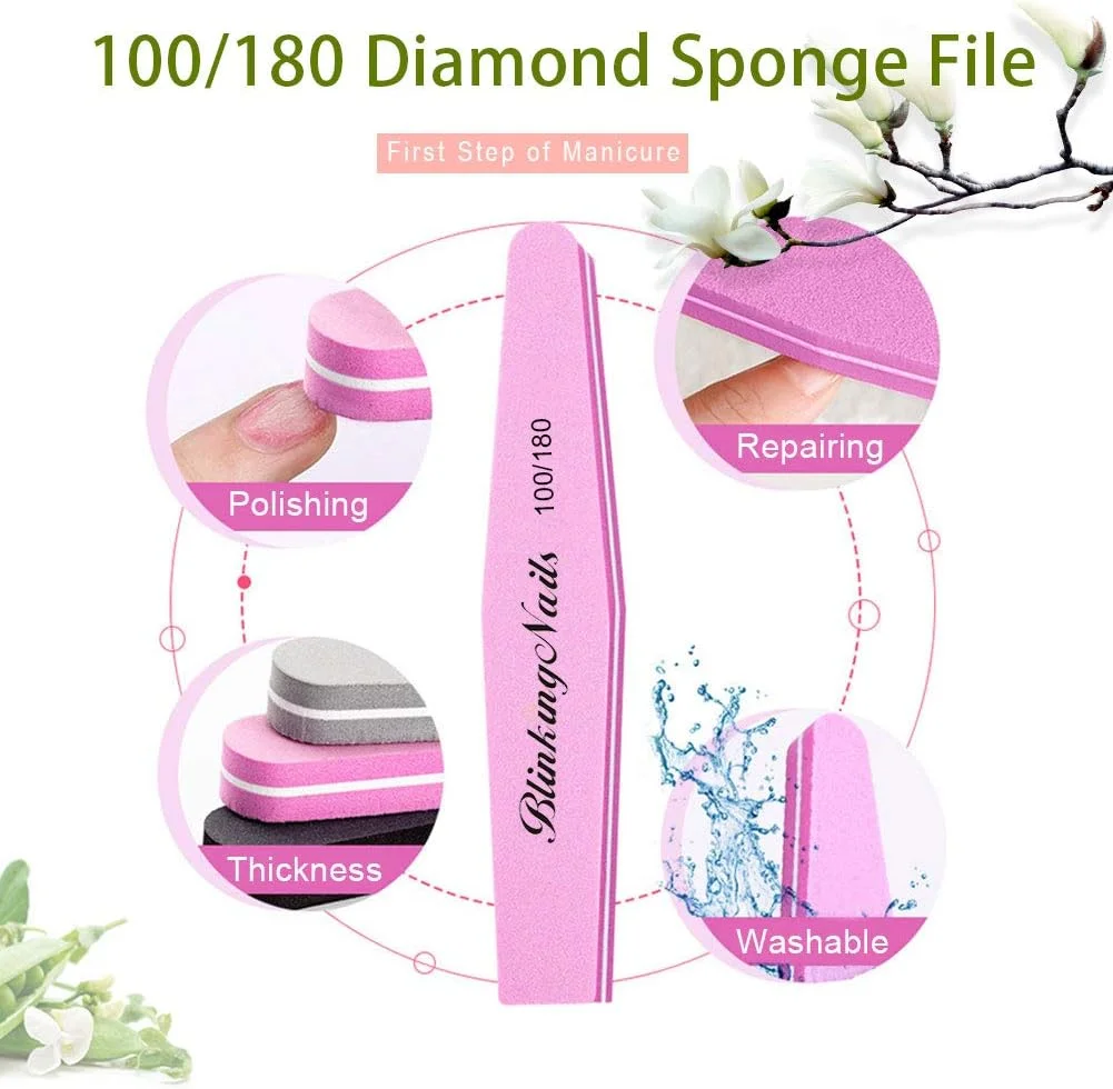 بافر و سوهان ناخن اسفنجی BlinkingNails، بسته 10 عددی، طراحی دو طرفه، درجه زبری 100/180، ابزار حرفه ای مانیکور ناخن، رنگ خاکستری بافر و سوهان ناخن اسفنجی BlinkingNails، بسته 10 عددی، طراحی دو طرفه، درجه زبری 100/180، ابزار حرفه ای مانیکور ناخن، رنگ خاکستری