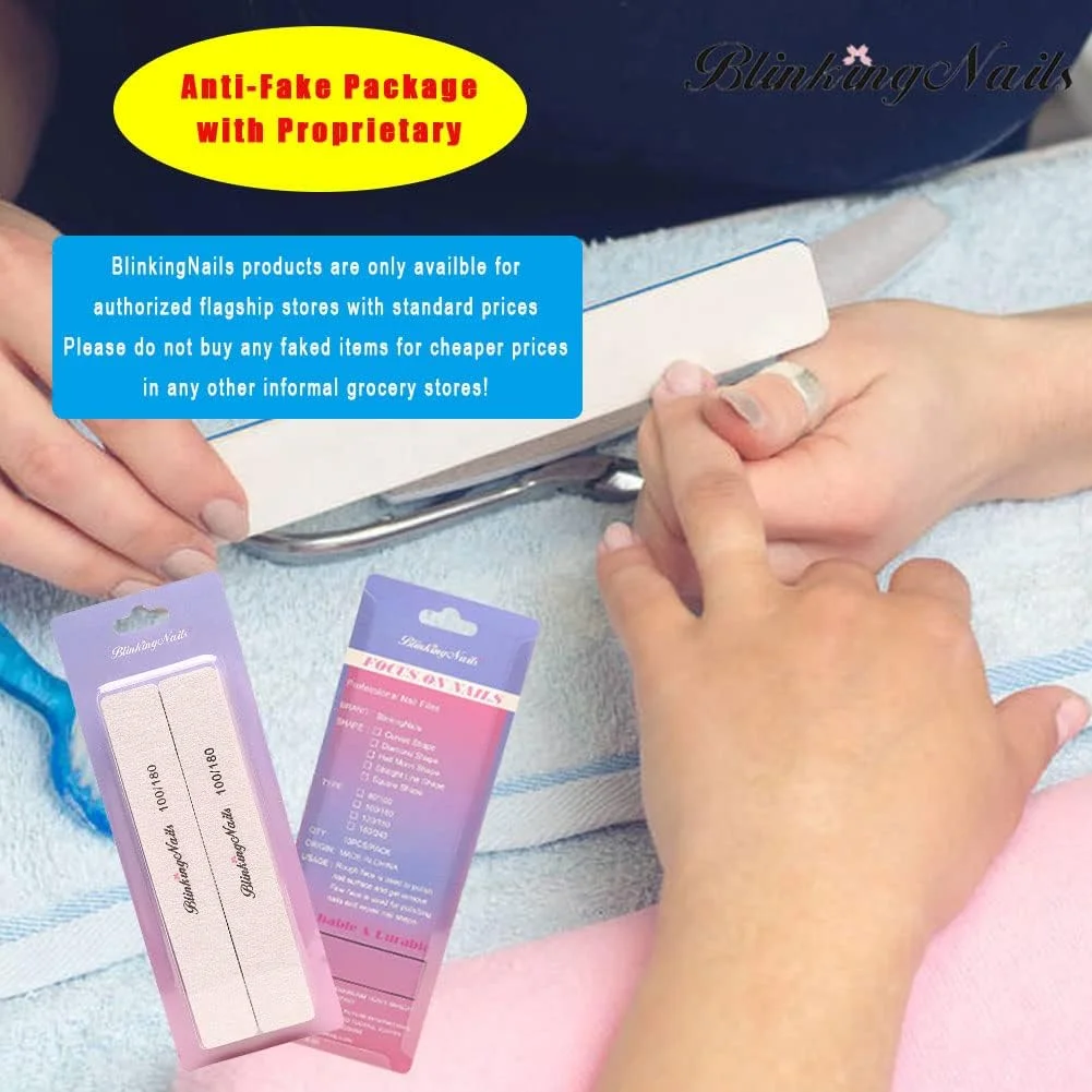 سوهان ناخن BlinkingNails بسته 10 عددی، درجه زبری 100/180، سوهان و بافر حرفه ای ناخن برای ناخن های طبیعی، دو طرفه، قابل شستشو، یکبار مصرف، مناسب برای طراحی ناخن DIY یا سالن مانیکور سوهان ناخن BlinkingNails بسته 10 عددی، درجه زبری 100/180، سوهان و بافر حرفه ای ناخن برای ناخن های طبیعی، دو طرفه، قابل شستشو، یکبار مصرف، مناسب برای طراحی ناخن DIY یا سالن مانیکور