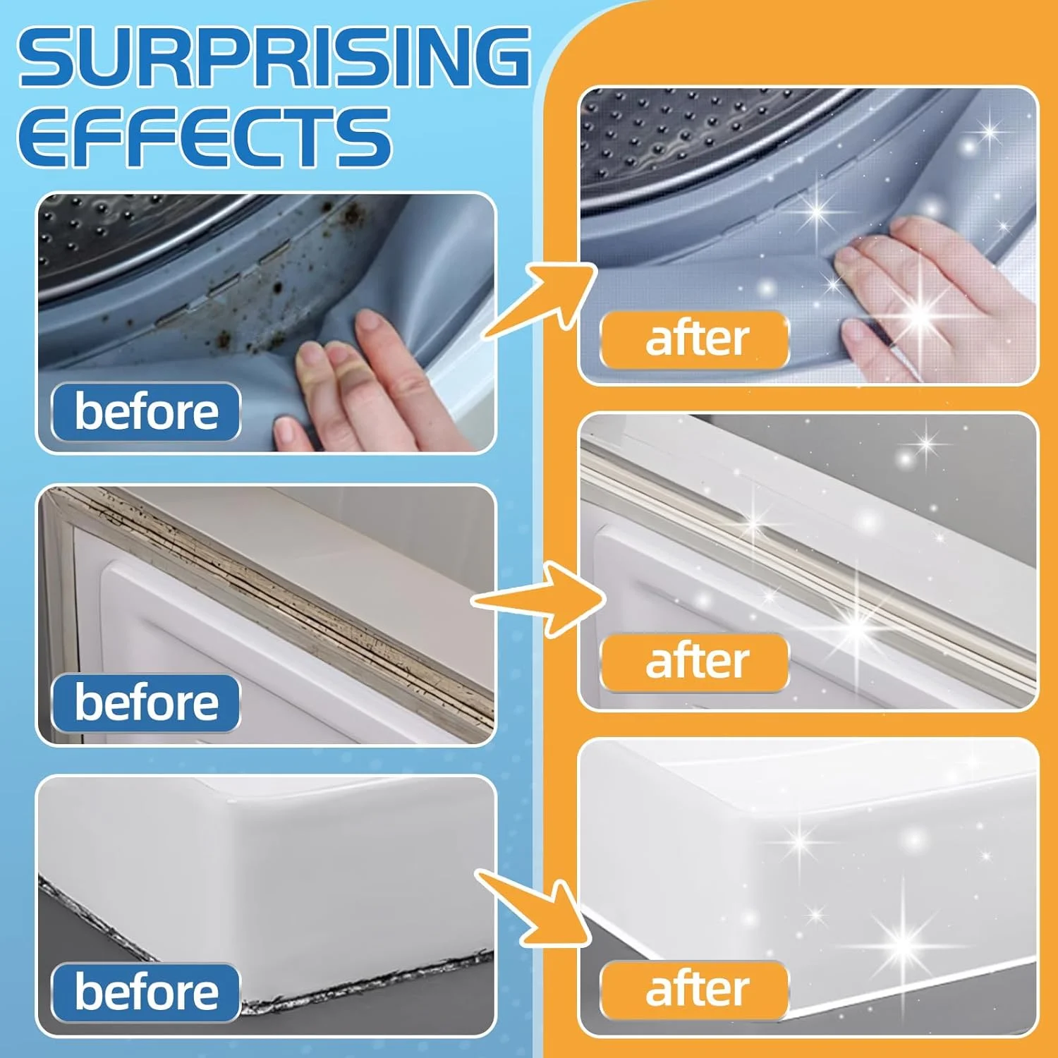 ژل پاک کننده لکه کپک سوگلاری، ژل چند منظوره 236 میلی لیتری برای استفاده خانگی روی واشر ماشین لباسشویی، درز کاشی حمام، سینک، دوش، درزگیر و لاستیک دور درب ماشین لباسشویی درب از جلو