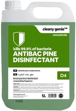 فروشگاه نظافت Cleany Genie ژل غلیظ ضدعفونی کننده و خوشبو کننده آنتی باکتریال برای منزل، رایحه کاج، 5 لیتر، D4، بسته 4 عددی فروشگاه نظافت Cleany Genie ژل غلیظ ضدعفونی کننده و خوشبو کننده آنتی باکتریال برای منزل، رایحه کاج، 5 لیتر، D4، بسته 4 عددی