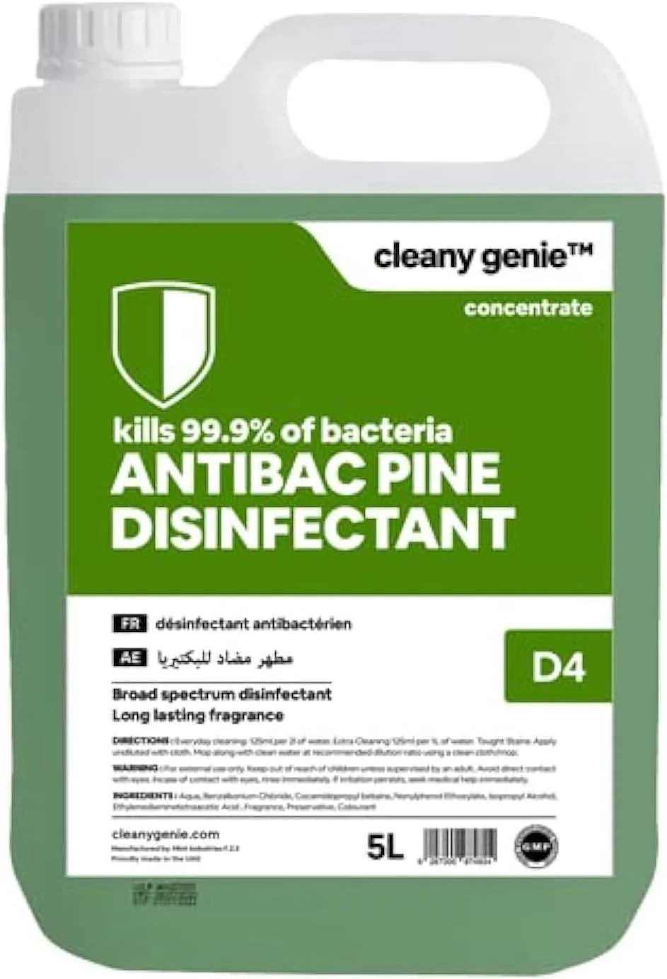 ژل ضدعفونی کننده و خوشبو کننده غلیظ Cleany Genie Cleaning Superstore، رایحه کاج، 5 لیتر، D4، بسته 1 عددی