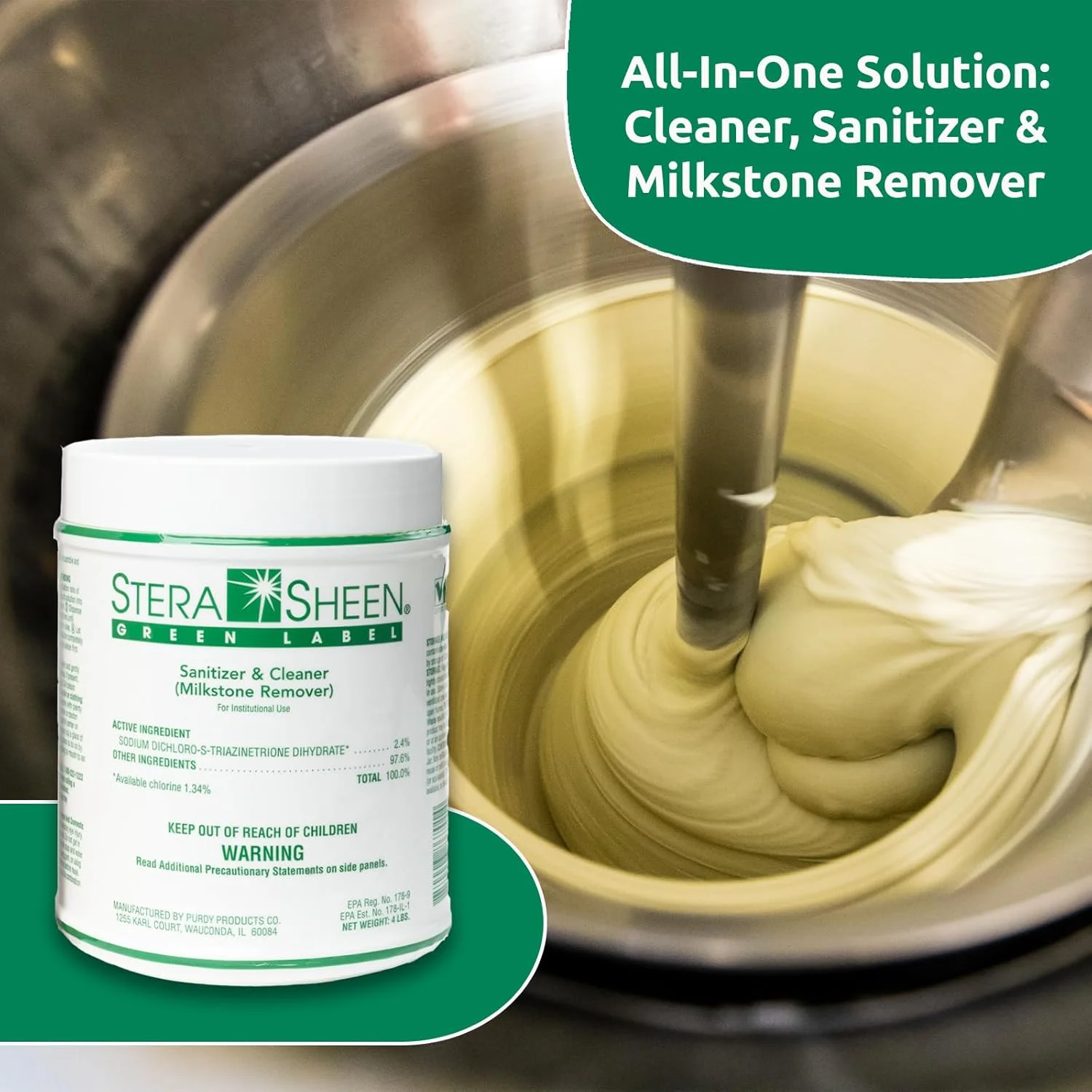 ضدعفونی کننده استرا شین گرین لیبل Stera-Sheen توسط Purdy Products - 1 کارتن شامل 4 عدد قوطی 4 پوندی ضدعفونی کننده استرا شین گرین لیبل Stera-Sheen توسط Purdy Products - 1 کارتن شامل 4 عدد قوطی 4 پوندی