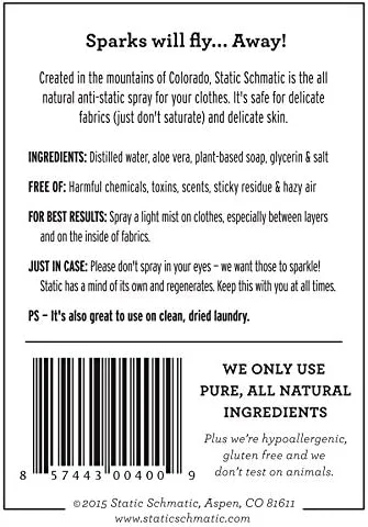 اسپری ضد الکتریسیته ساکن لباس (ست 2 عددی)، از بین برنده طبیعی الکتریسیته ساکن، اسپری ضد الکتریسیته ساکن برای لباس، اسپری ضد الکتریسیته ساکن سایز مسافرتی، اسپری ضد چسبندگی الکتریسیته ساکن، (ست 2 عددی، بطری 3 اونسی)