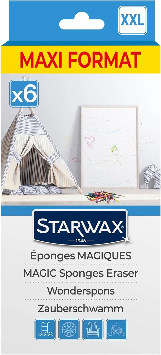 استارواکس - اسفنج های جادویی - لکه ها را در کمترین زمان ممکن از بین می برد - مقاوم در برابر خراش - تمیز کردن آسان - فرمت ماکسی - سطوح چندگانه - مجموعه 6 عددی