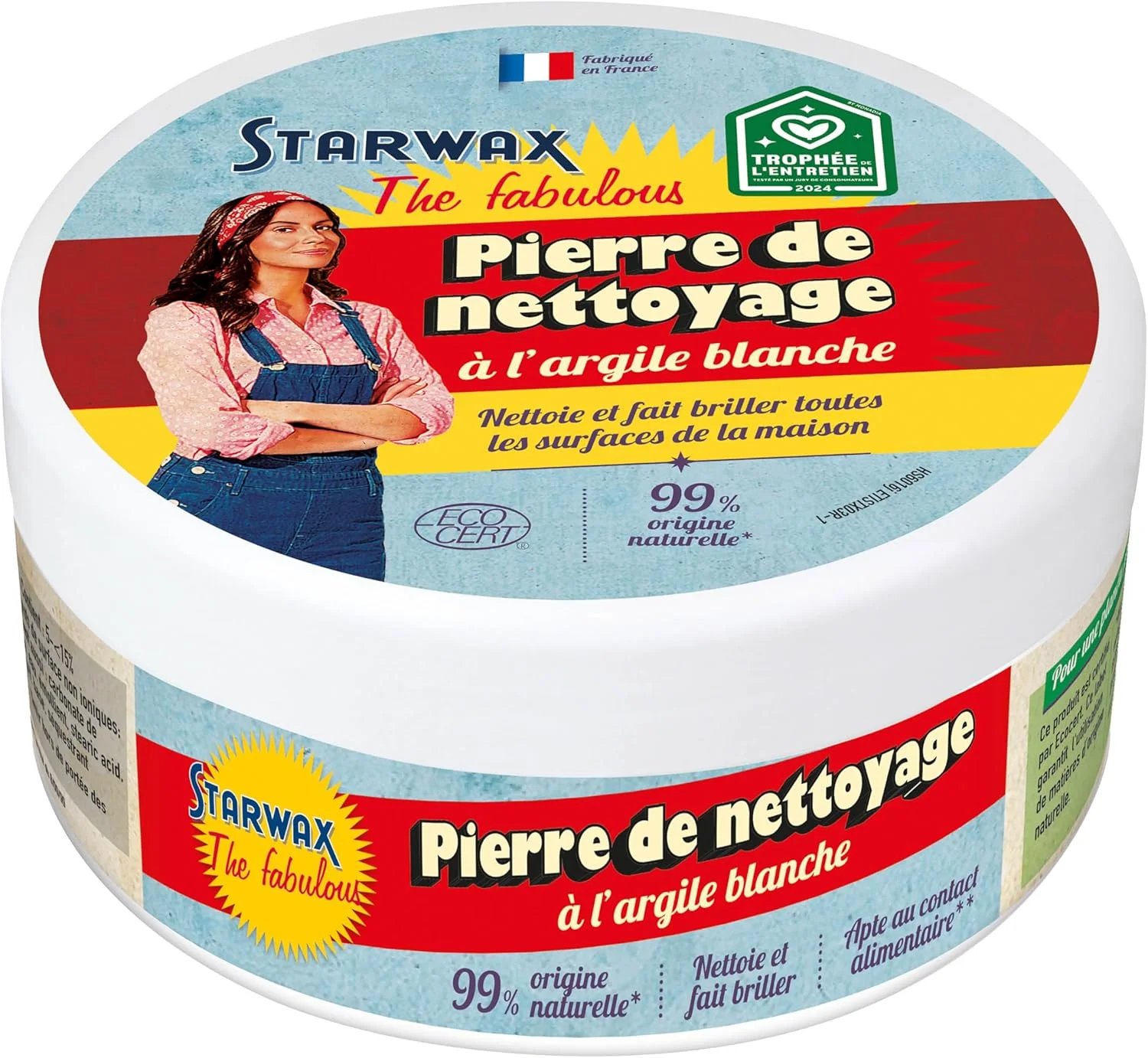 سنگ سفید چند منظوره استارواکس د فابولس با خاک رس سفید - تمیز کننده، براق کننده - تمام سطوح - 99% منشاء طبیعی - دارای گواهی 300 گرمی