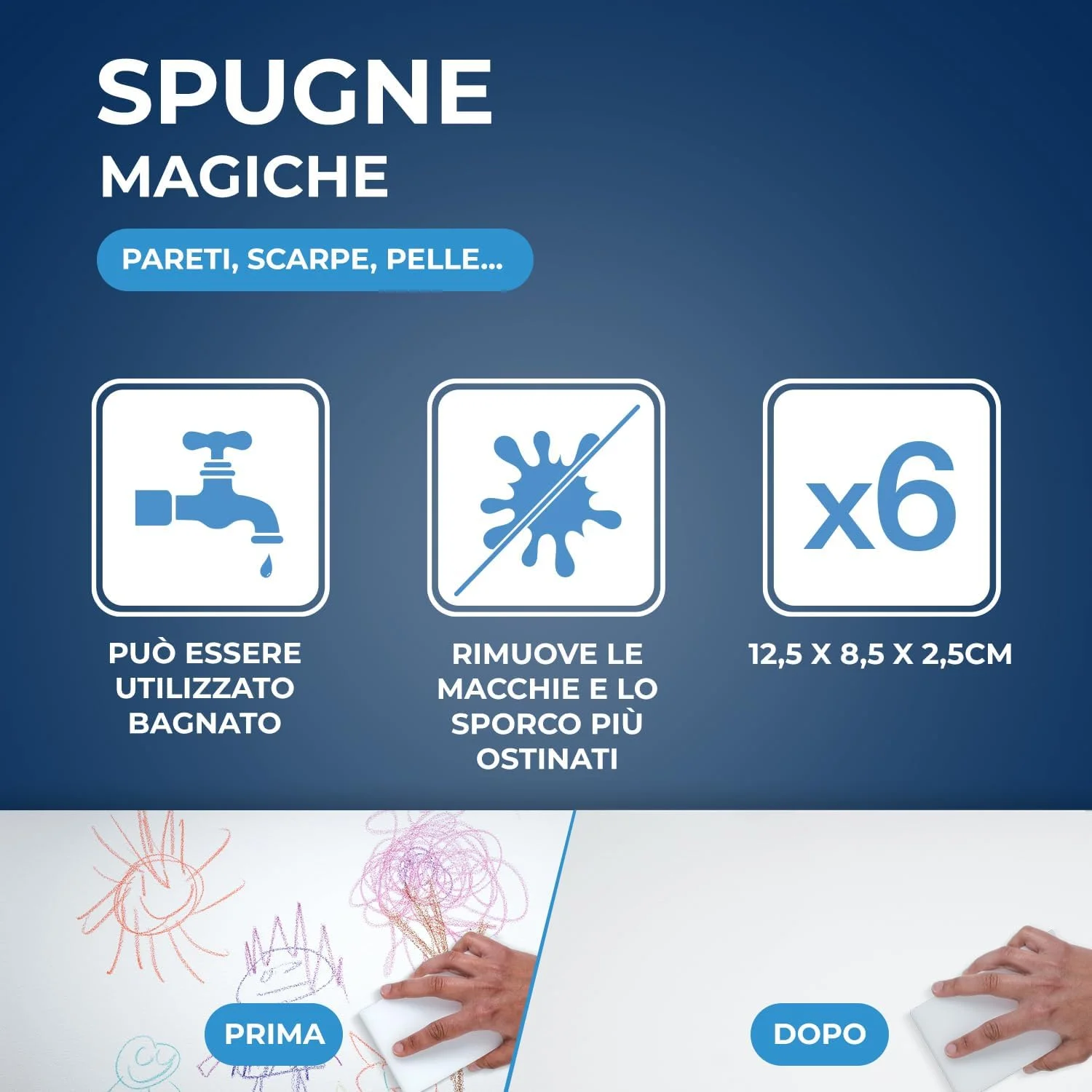 استارواکس - اسفنج های جادویی - لکه ها را در کمترین زمان ممکن از بین می برد - مقاوم در برابر خراش - تمیز کردن آسان - فرمت ماکسی - سطوح چندگانه - مجموعه 6 عددی