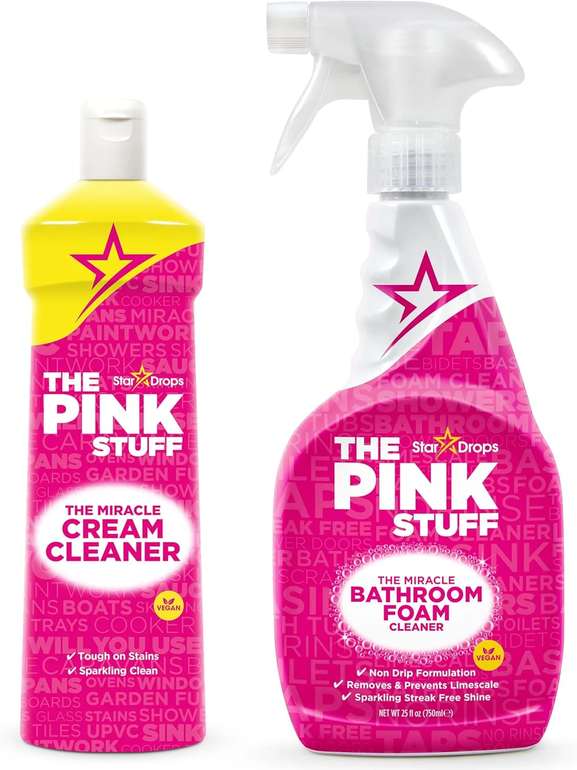 مجموعه پاک کننده فوم حمام و کرم پاک کننده پینک استاف استار دراپس (1 اسپری فوم حمام، 1 کرم پاک کننده)