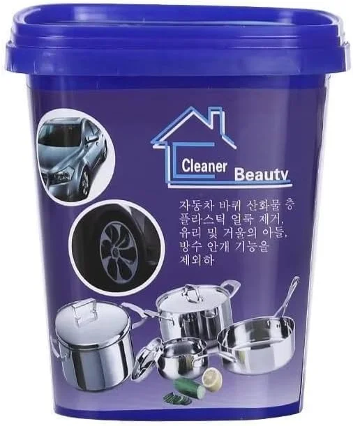 خمیر تمیز کننده استیل ضد زنگ - تمیز کننده چند منظوره ظروف آشپزخانه، پاک کننده قوی چربی، پولیش کننده قابلمه و تابه - ایده آل برای مراقبت از اجاق گاز، سینک و ظروف (400 گرم / 500 گرم)