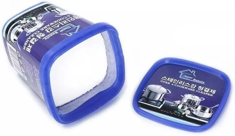 خمیر تمیز کننده استیل ضد زنگ - تمیز کننده چند منظوره ظروف آشپزخانه، پاک کننده قوی چربی، پولیش کننده قابلمه و تابه - ایده آل برای مراقبت از اجاق گاز، سینک و ظروف (400 گرم / 500 گرم)