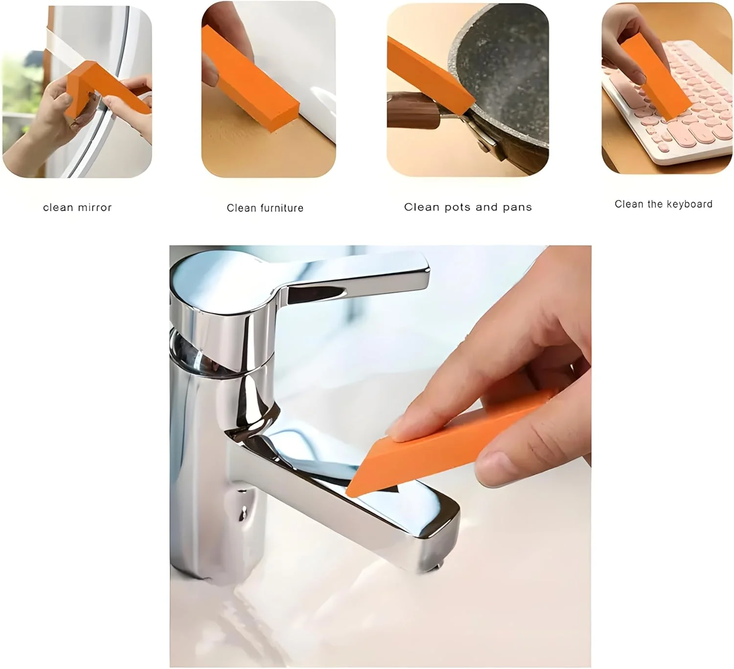 پاک کننده زنگ زدگی، پاک کننده ضدعفونی فولاد ضد زنگ، پاک کننده زنگ زدگی لاستیکی ایمن، پاک کننده چند منظوره رسوب آهک برای شیشه حمام، قابلمه های آشپزخانه (2 عدد)