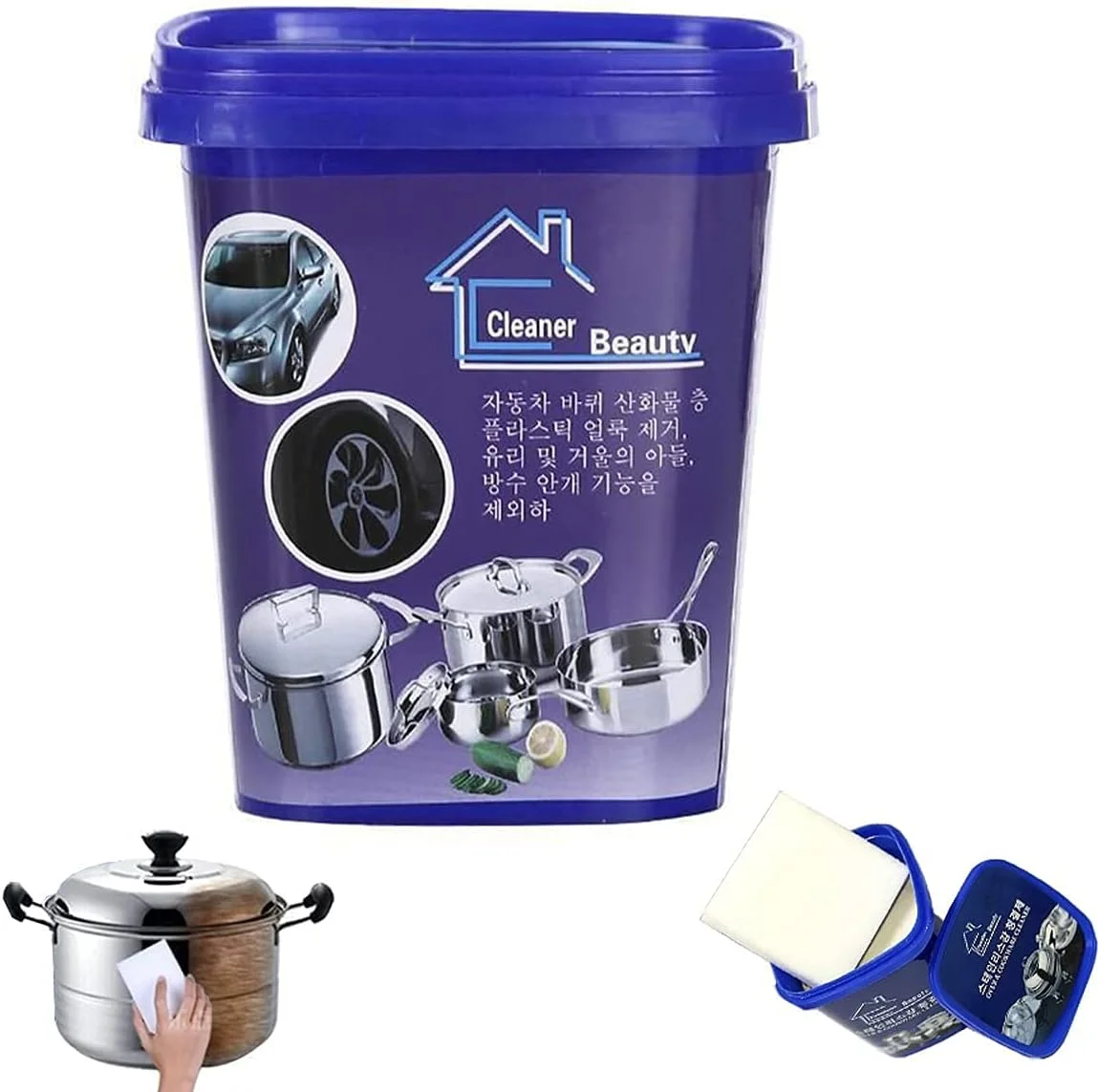 خمیر تمیز کننده استیل ضد زنگ، خمیر تمیز کننده استیل ضد زنگ پاک کننده چند منظوره لکه ها، پاک کننده و پولیش چند منظوره لکه ها، برای اجاق گاز، تابه، ظروف پخت و پز و غیره 500 گرم