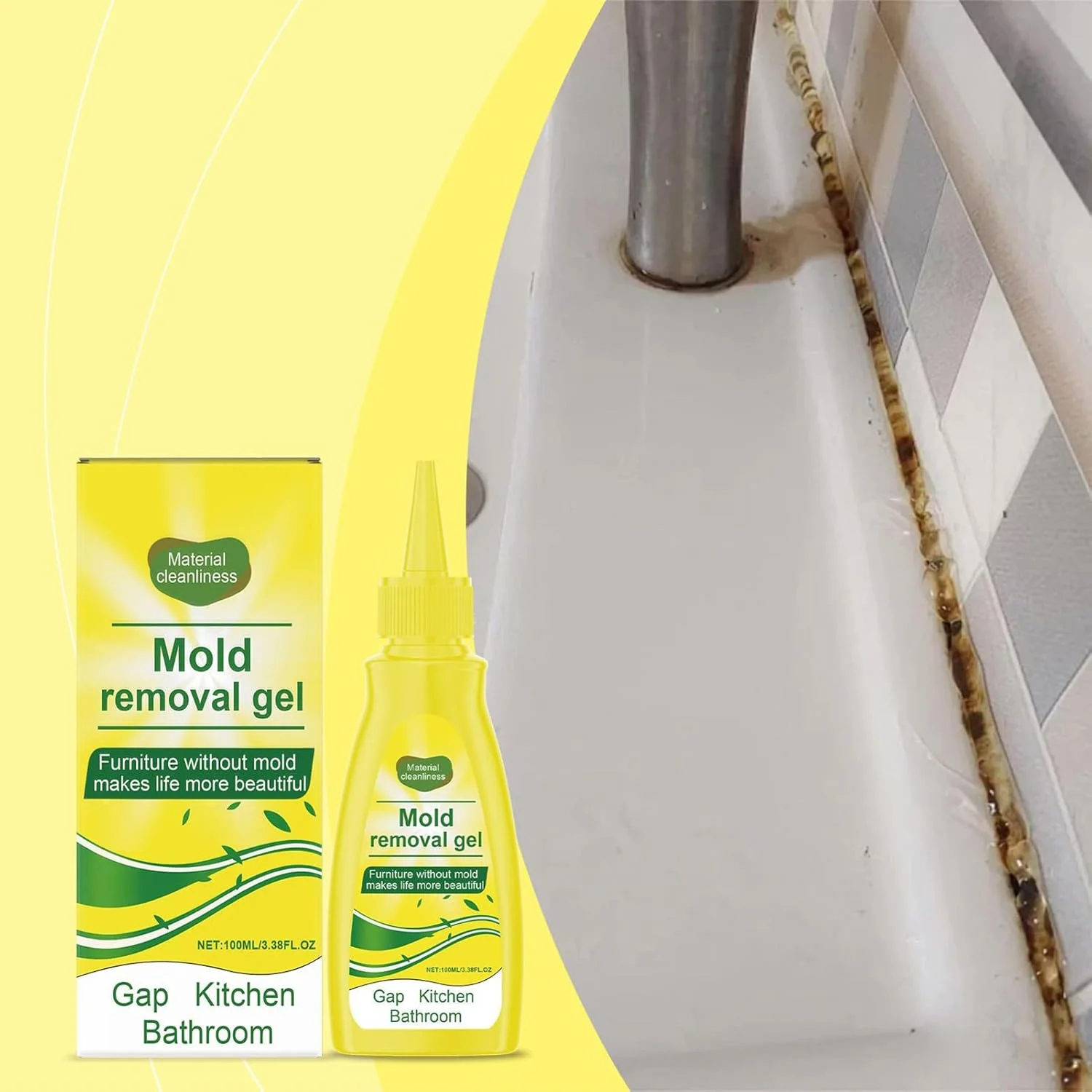 ژل پاک کننده لکه کپک، 100 میلی لیتر، پاک کننده جرم و درزگیر | ژل پاک کننده لکه خانگی - برای آشپزخانه، حمام، سینک، دوش، وان، واشر یخچال، نشیمنگاه توالت