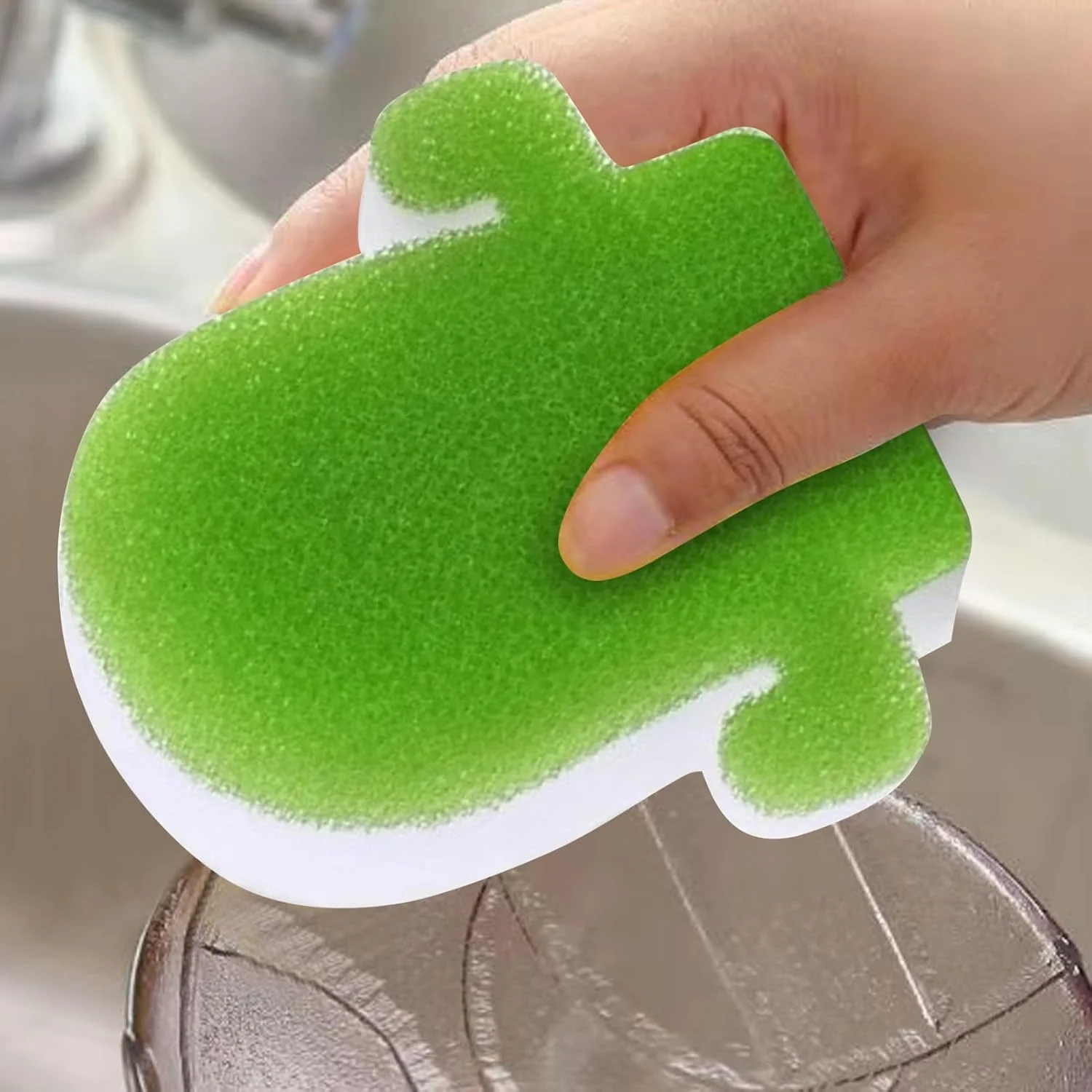 اسفنج ظرفشویی، اسفنج های اسکراب | پدهای ضخیم دو طرفه چند منظوره طرح کاکتوس قابل استفاده مجدد برای سینک، تابه، قابلمه، اجاق گاز، فر و گاز