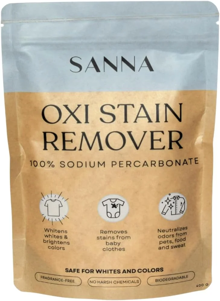 سدیم پرکربنات خالص 100% - SANNA - لکه بر طبیعی اکسی، سفید کننده و تقویت کننده لباس | بدون عطر، ایمن برای همه پارچه ها، پارچه های سفید و رنگی ساخت امارات متحده عربی