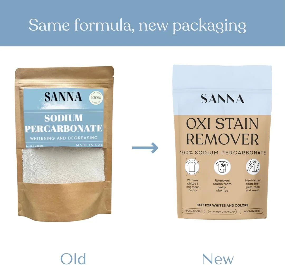 سدیم پرکربنات خالص 100% - SANNA - لکه بر طبیعی اکسی، سفید کننده و تقویت کننده لباس | بدون عطر، ایمن برای همه پارچه ها، پارچه های سفید و رنگی ساخت امارات متحده عربی سدیم پرکربنات خالص 100% - SANNA - لکه بر طبیعی اکسی، سفید کننده و تقویت کننده لباس | بدون عطر، ایمن برای همه پارچه ها، پارچه های سفید و رنگی ساخت امارات متحده عربی