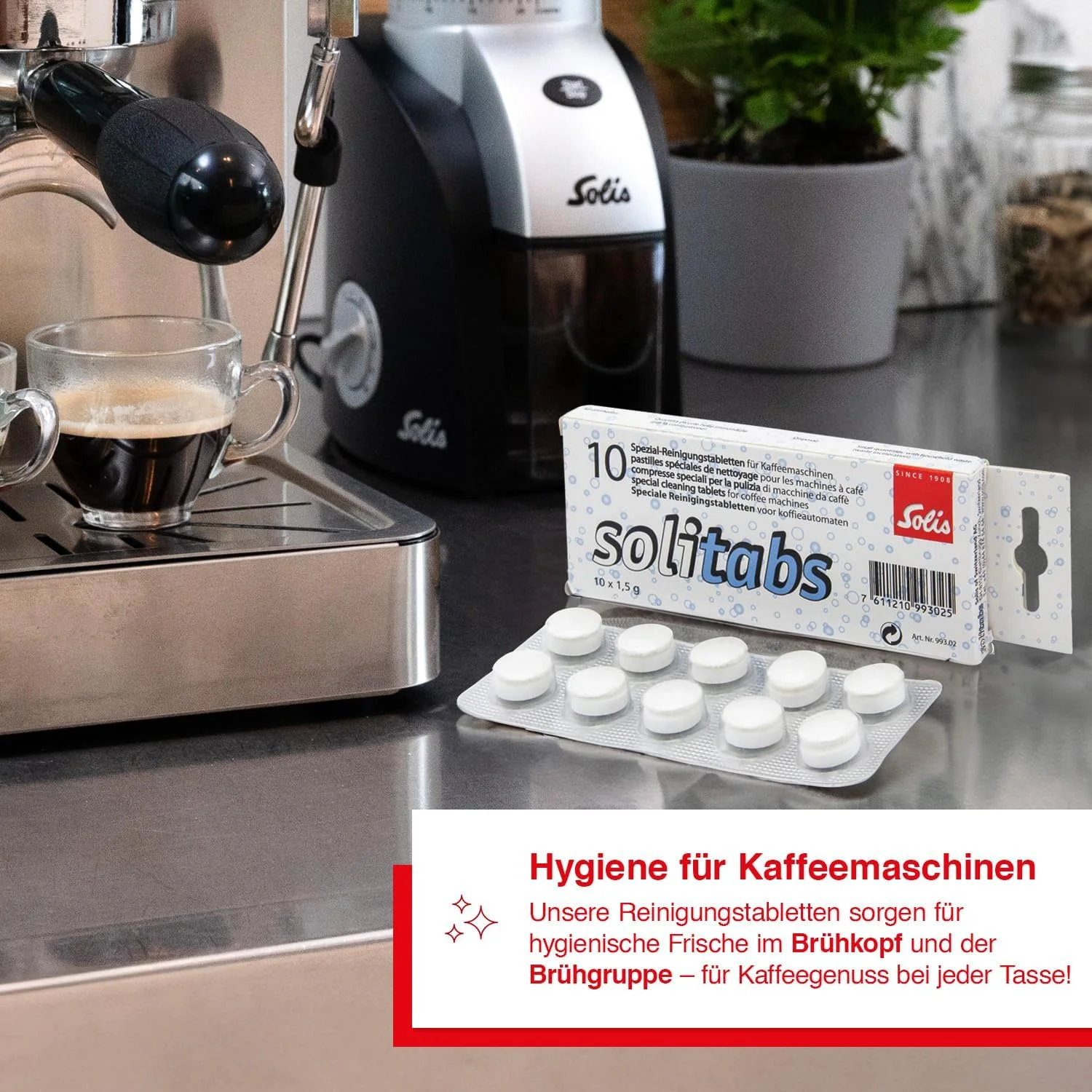 قرص‌های تمیز کننده دستگاه قهوه سولیس سولیتابز - قرص‌های رسوب‌زدا - برای دستگاه‌های قهوه اسپرسو و نیمه اتوماتیک - برای حفظ دستگاه شما - 10 عدد