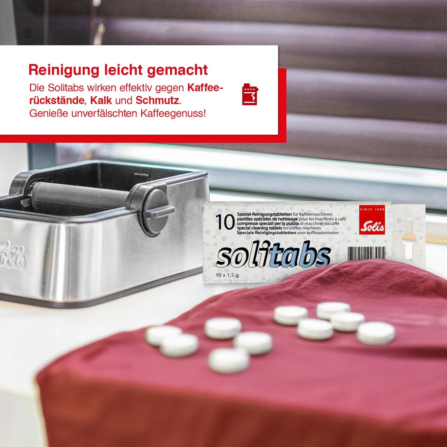 قرص‌های تمیز کننده دستگاه قهوه سولیس سولیتابز - قرص‌های رسوب‌زدا - برای دستگاه‌های قهوه اسپرسو و نیمه اتوماتیک - برای حفظ دستگاه شما - 10 عدد