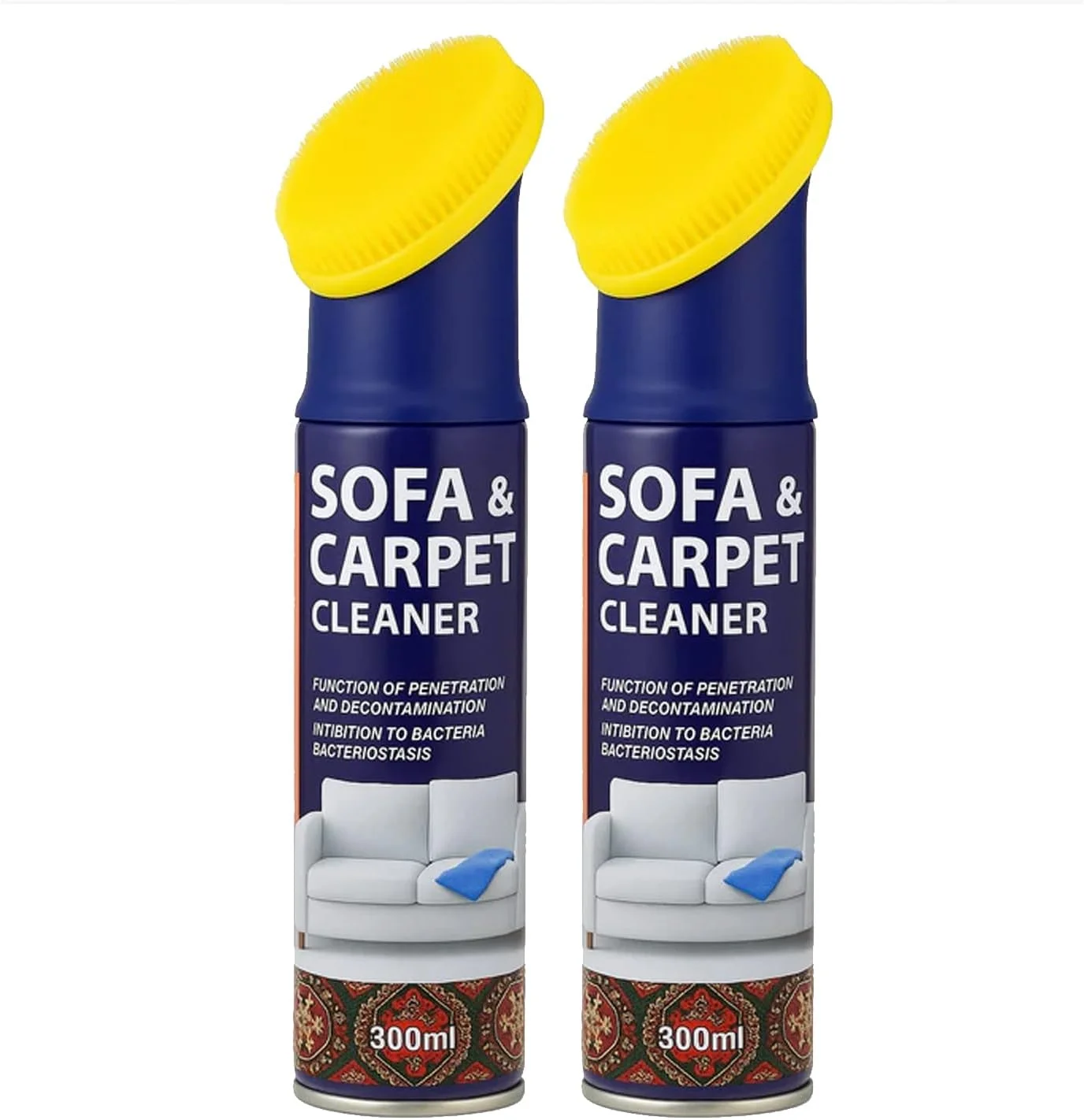 محلول تمیز کننده مبل و فرش 300 میلی لیتر - بسته 2 عددی مناسب برای پارچه، چرم و کفش، اسپری تمیز کننده مبل و فرش - تمیز کننده عمیق سطوح مختلف
