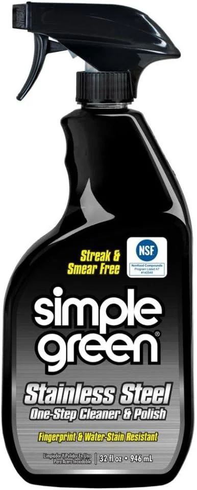 پاک کننده و پولیش استیل ساده سبز، بطری اسپری 946 میلی لیتر، بدون رگه و لکه