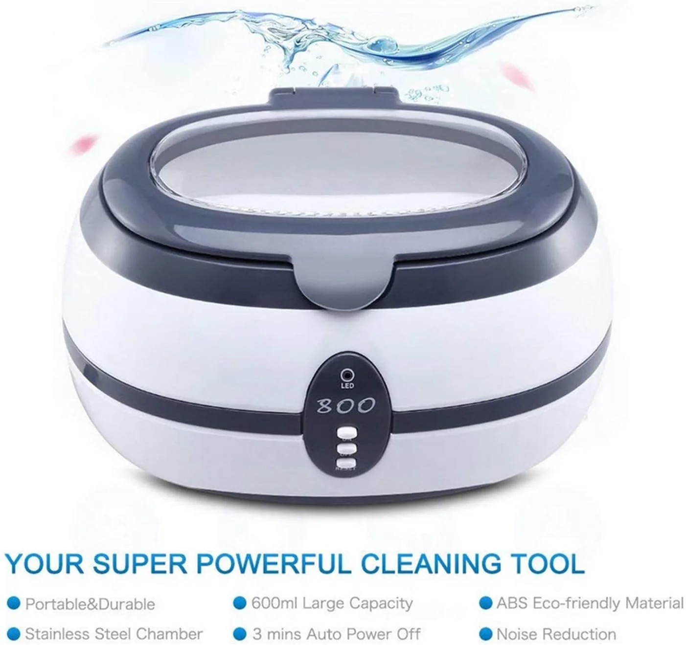 دستگاه تمیز کننده اولتراسونیک 600 میلی لیتری SKEIDO VGT-800 برای جواهرات، ساعت، دندان مصنوعی، حمام اولتراسونیک خانگی، تمیز کننده برس آرایشی