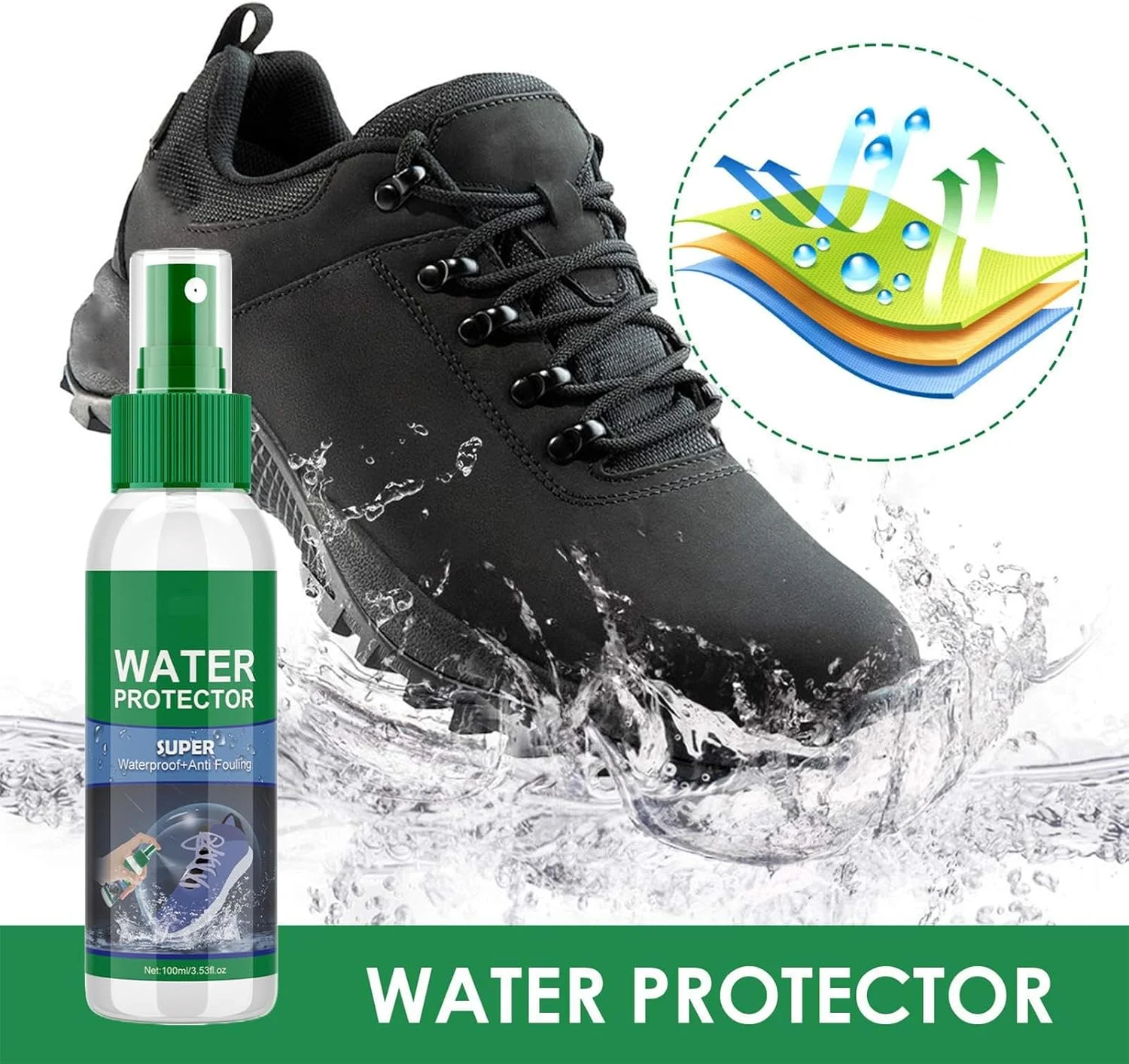 اسپری ضد آب کفش - محافظت از کفش در برابر آب و لکه - مایع محافظت طولانی مدت برای مسافرت و کوهنوردی