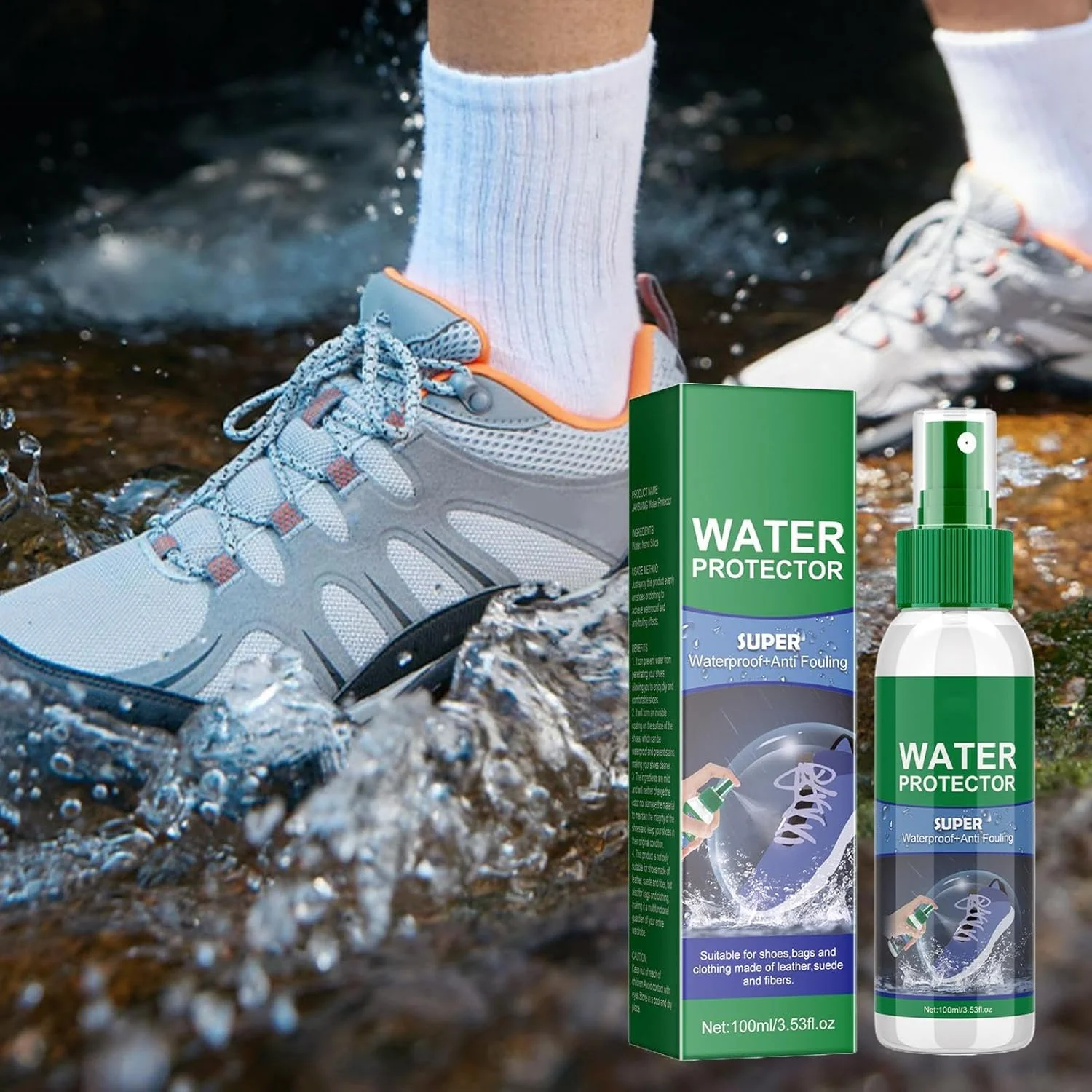 اسپری ضد آب کفش - محافظت از کفش در برابر آب و لکه - مایع محافظت طولانی مدت برای مسافرت و کوهنوردی