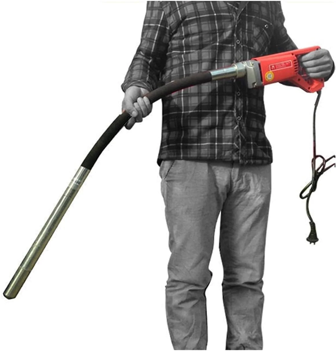 ویبراتور بتن FURLOU، ویبراتور مدادی بتن قابل حمل، ویبراتور ساختمانی با شلنگ 1 متری، 1.2 متری، 1.5 متری (اندازه: میله تکی 800 وات + 35#1.2 متری)