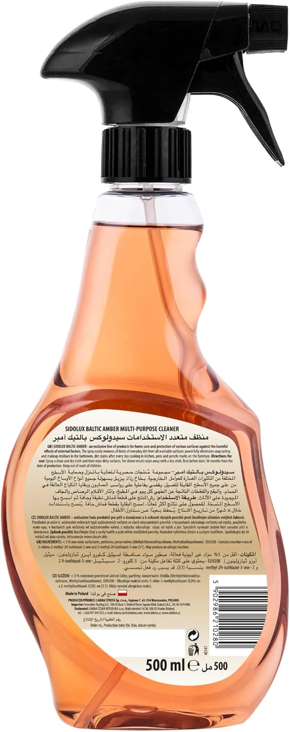 مایع پاک کننده چند منظوره سیدولوکس با عصاره کهربای بالتیک | از بین برنده لکه ها و جرم صابون از کاشی، پلاستیک، مرمر، گرانیت | 500 میلی لیتر (بسته 2 عددی)