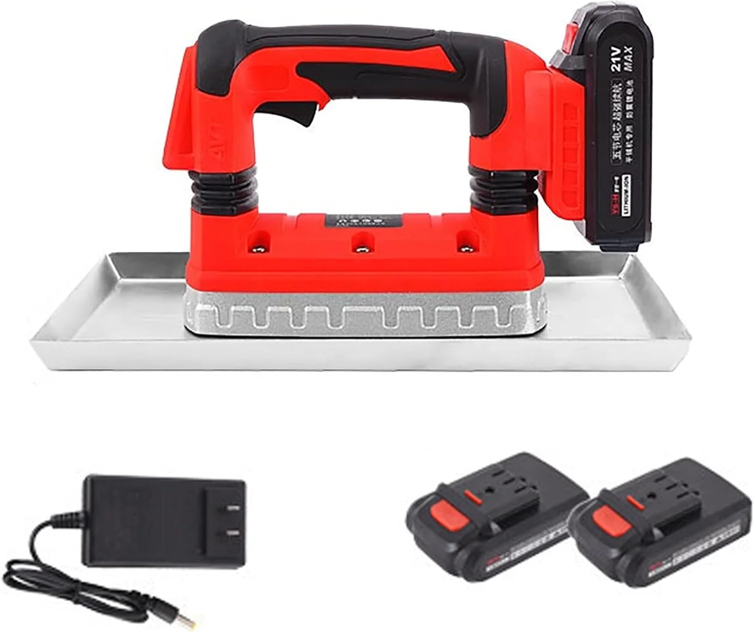 ویبراتور بتن شارژی، دستگاه ویبره سیمان قابل حمل 200 وات با 6 سرعت قابل تنظیم، ابزار ماله کشی ویبره ملات، ماله سیمانی تک فاز بی سیم برای جاده، خانه (قرمز)