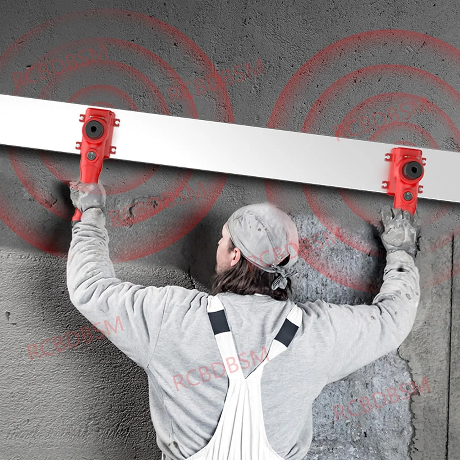 ماله پروانه ای بتن لیتیومی RESKIU، ویبراتور بتن 21 ولت بی سیم، ابزار ویبره کاشی، شمشه ماله با تراز 1 متری، موتور شمشه ویبره برقی بتن مرطوب