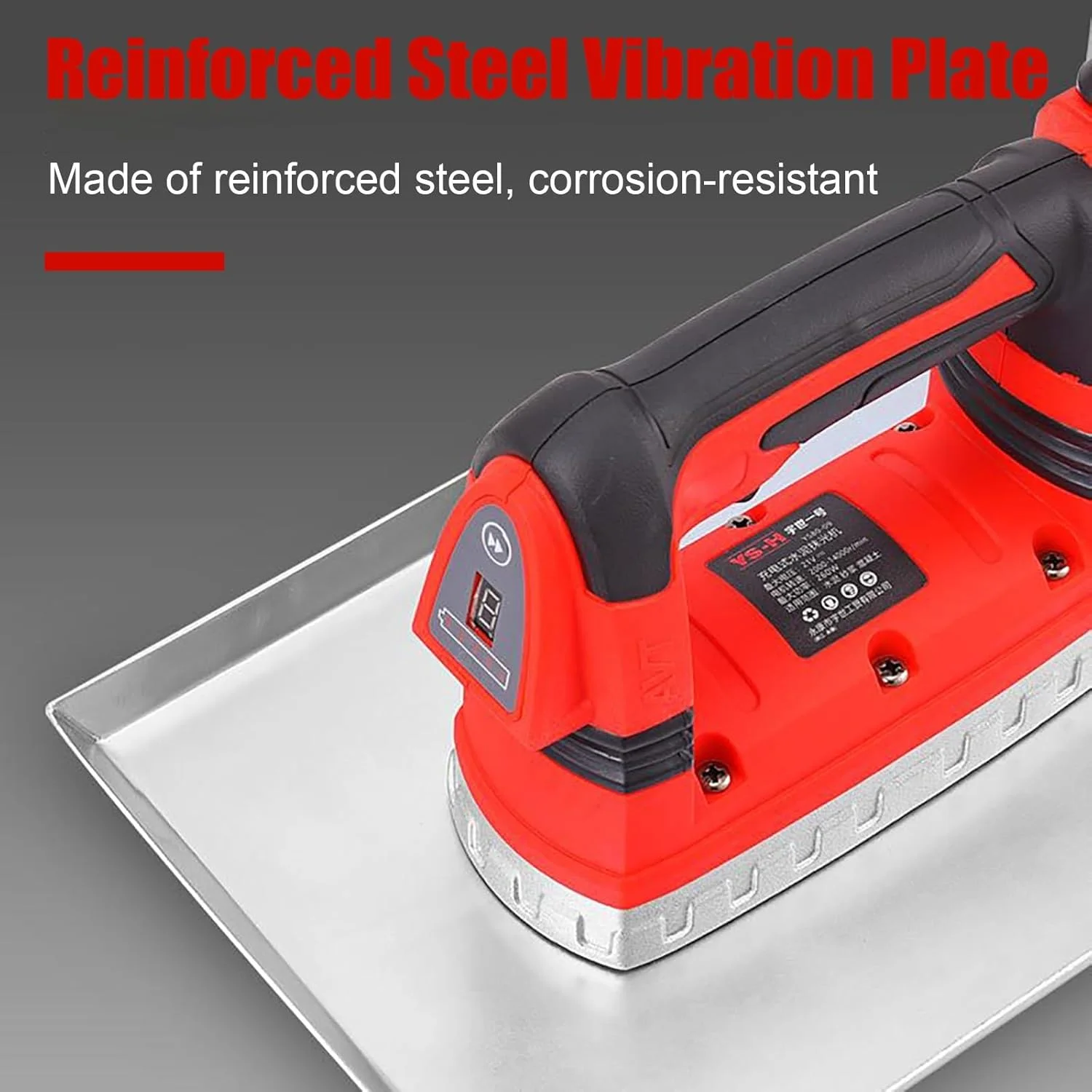 ویبراتور بتن شارژی، دستگاه ویبره سیمان قابل حمل 200 وات با 6 سرعت قابل تنظیم، ابزار ماله کشی ویبره ملات، ماله سیمانی تک فاز بی سیم برای جاده، خانه (قرمز)