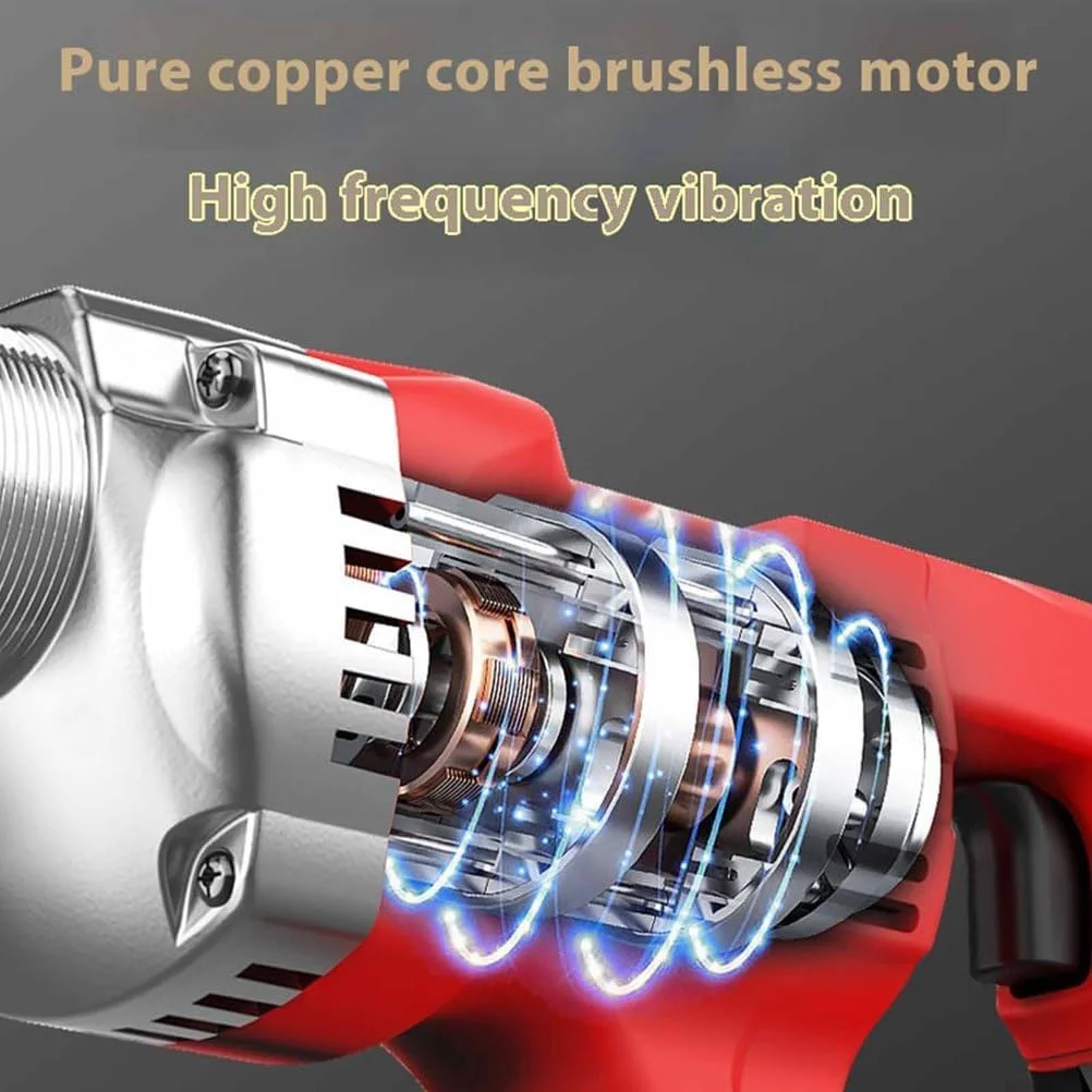 ویبراتور بتن برقی YIGECHENXIN، ویبراتور بتن شارژی 450 واتی با شفت انعطاف پذیر سخت شده در دمای بالا، موتور براشلس 21 ولتی، قابلیت حذف حباب های هوا و مخلوط کردن بتن