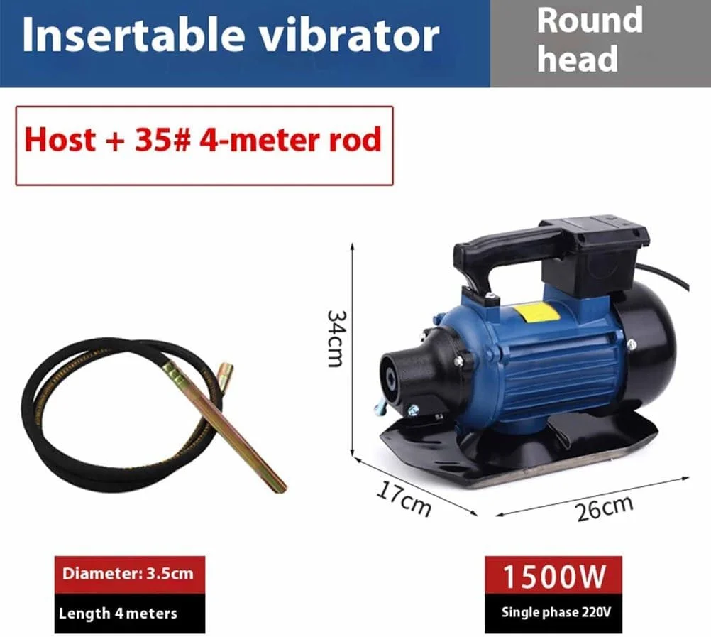 ویبراتور بتن برقی YIGECHENXIN با شفت انعطاف پذیر، ابزار همزن بتن تجاری قابل حمل، موتور مسی قدرتمند مناسب برای خانه ها، پل ها