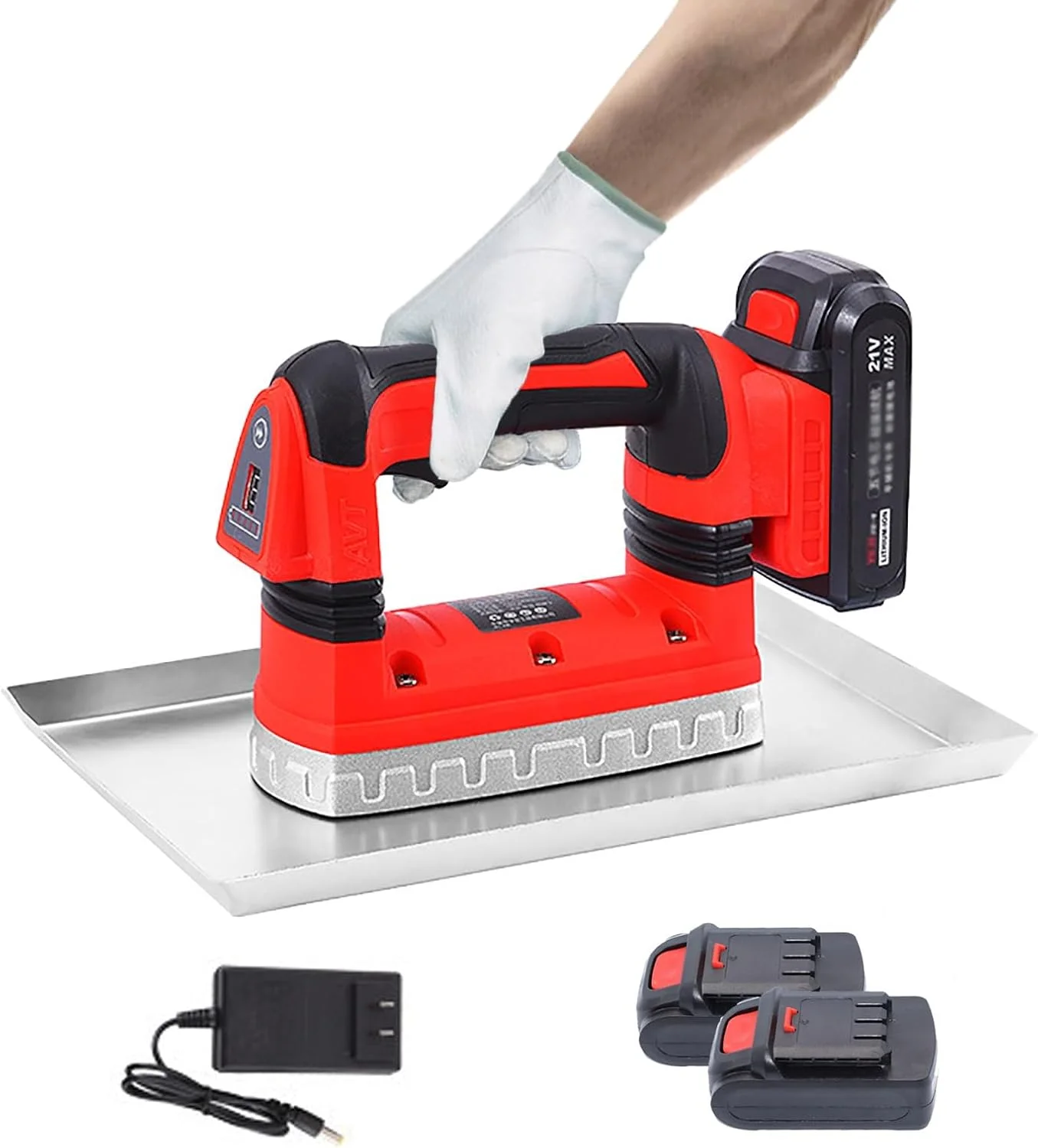 ویبراتور بتن برقی 200 واتی شارژی، دستگاه ماله لرزشی ملات سیمان دستی با قابلیت تنظیم 6 سرعته، ابزار صاف کننده ویبراتور صفحه تخت بتن برای ساخت و ساز (قرمز) ویبراتور بتن برقی 200 واتی شارژی، دستگاه ماله لرزشی ملات سیمان دستی با قابلیت تنظیم 6 سرعته، ابزار صاف کننده ویبراتور صفحه تخت بتن برای ساخت و ساز (قرمز)