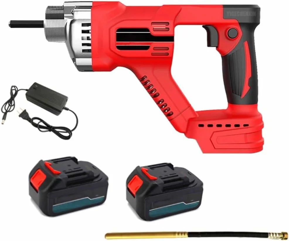 ابزار ویبره دستی 450 واتی YIGECHENXIN، ویبراتور برقی بتن حرفه ای 12500 دور در دقیقه به همراه باتری و شارژر برای تونل ها، پل ها، جاده ها ابزار ویبره دستی 450 واتی YIGECHENXIN، ویبراتور برقی بتن حرفه ای 12500 دور در دقیقه به همراه باتری و شارژر برای تونل ها، پل ها، جاده ها