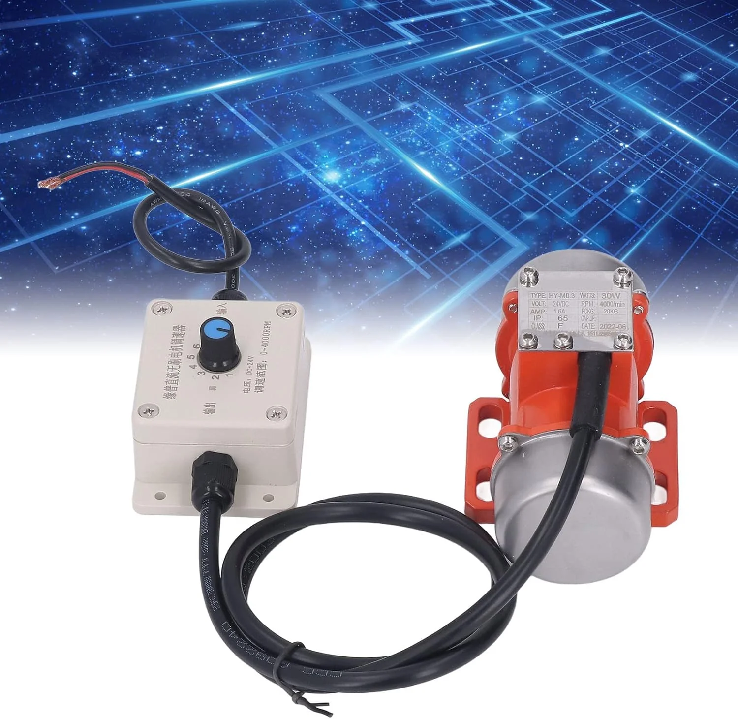 موتور ویبراتور بتن 30 وات، موتور ویبره برقی ضد آب 4000 دور در دقیقه DC با کنترل کننده سرعت و نیروی تحریک قابل تنظیم، ویبراتور برای میز لرزان (DC24V)