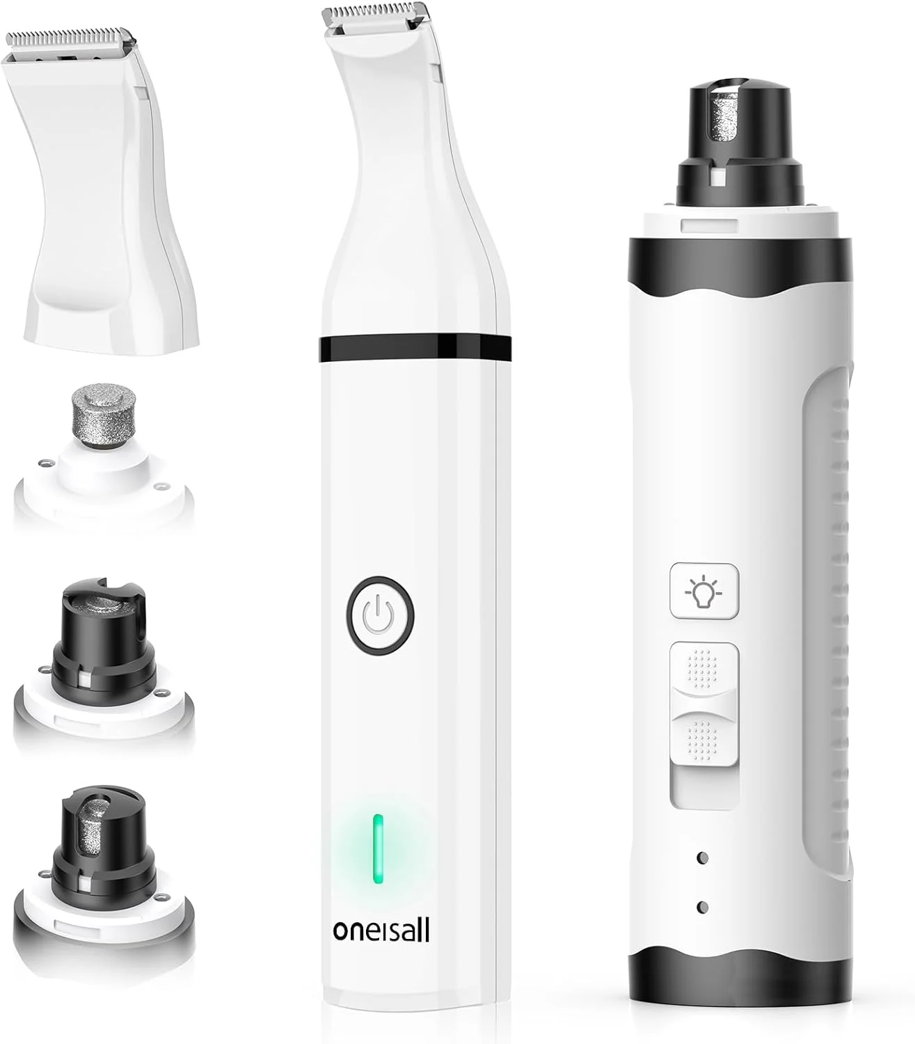 سوهان ناخن سگ و کیت پیرایش پنجه oneisall مدل 2 در 1، سوهان ناخن برقی بی صدا و قابل شارژ برای حیوانات خانگی با 2 چراغ LED و ماشین اصلاح بی سیم ایمن برای نظافت سگ سوهان ناخن سگ و کیت پیرایش پنجه oneisall مدل 2 در 1، سوهان ناخن برقی بی صدا و قابل شارژ برای حیوانات خانگی با 2 چراغ LED و ماشین اصلاح بی سیم ایمن برای نظافت سگ