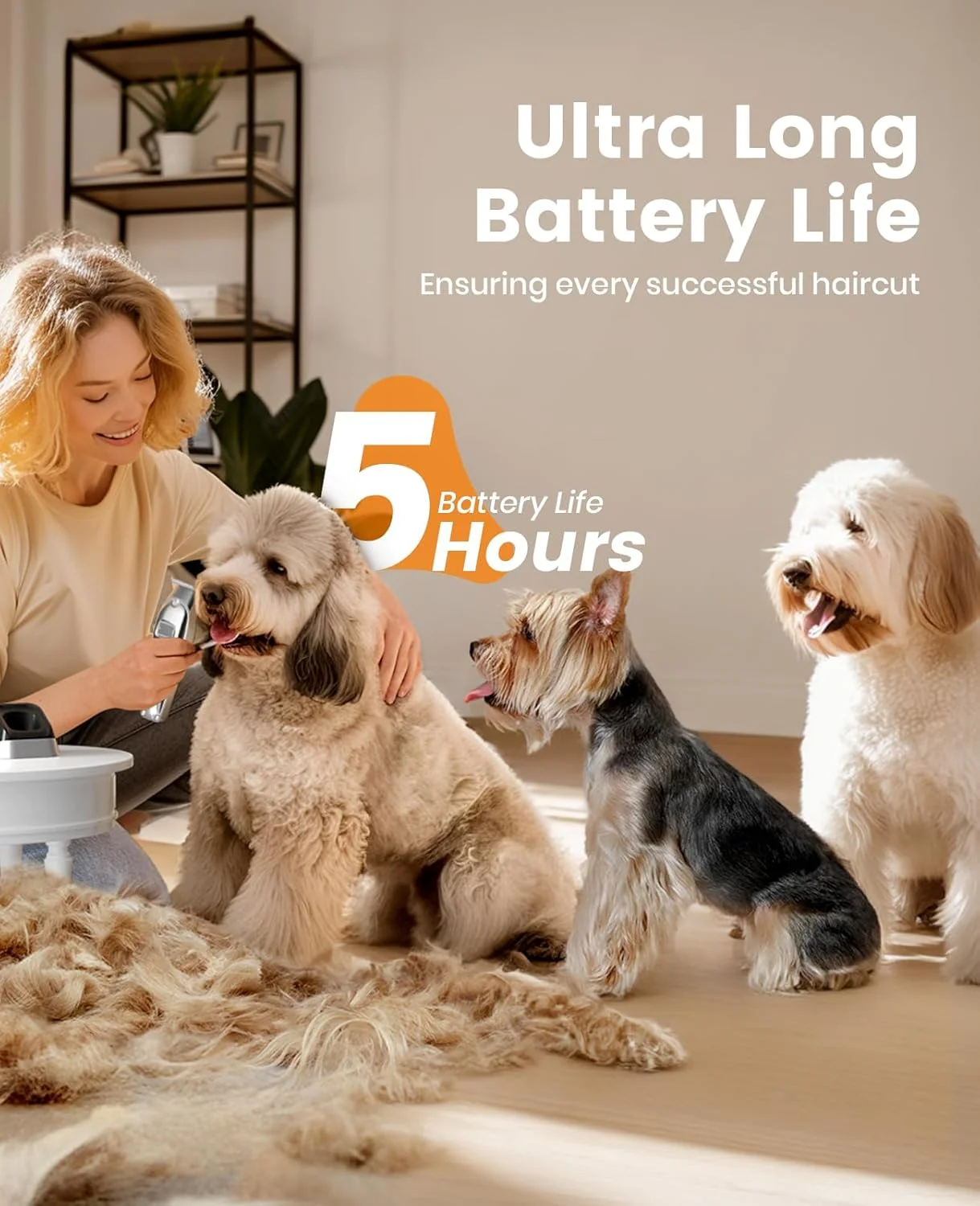 ماشین اصلاح سگ oneisall برای موهای ضخیم و سنگین، کیت اصلاح بی سیم کم صدا سگ با تیغه های فلزی، تمام استیل، 2 سرعت