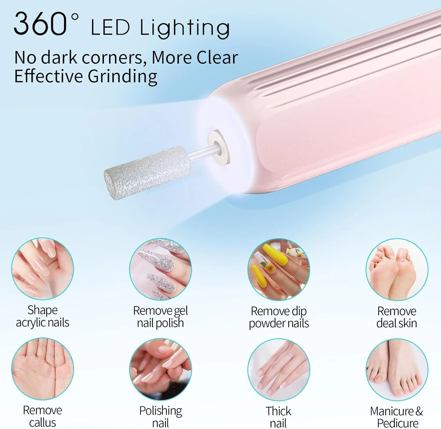 JOSQUEWNN Electric Nail Drill, Professional Manicure Pedicure Kit, Cordless Electric Nail File Set, Rechargeable Pedicure Tools for feet, 3 Speeds Hand Foot Care Nail Drill,100 Sanding Bands JOSQUEWNN Electric Nail Drill, Professional Manicure Pedicure Kit, Cordless Electric Nail File Set, Rechargeable Pedicure Tools for feet, 3 Speeds Hand Foot Care Nail Drill,100 Sanding Bands