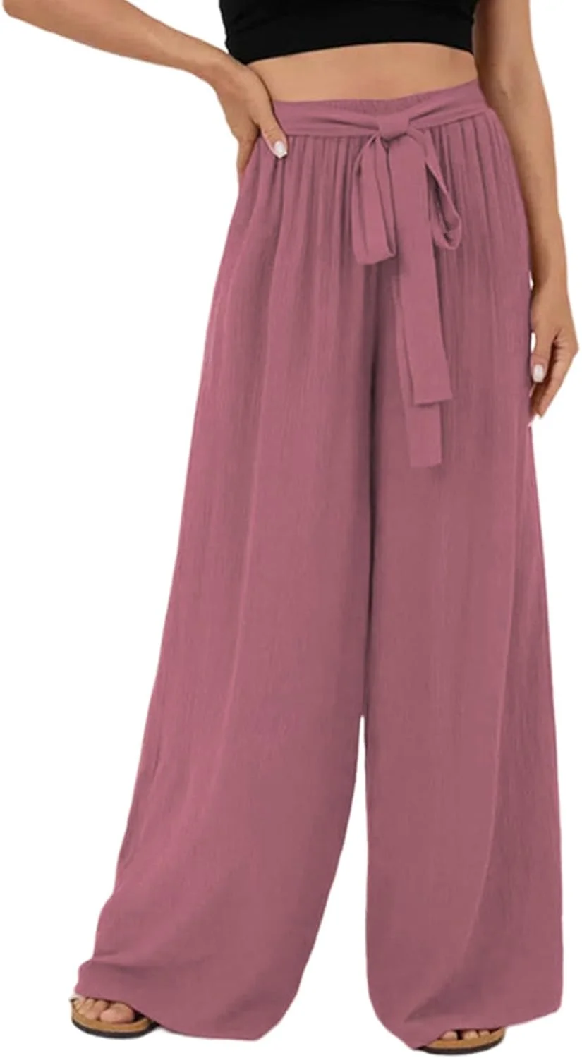 شلوار زنانه لینن تابستانی Dokotoo، شلوار لینن موسلین سبک و غیررسمی، شلوار پارچه ای، شلوار راحتی خنک و راحت، شلوار ساحلی با جیب، قهوه ای رز، XL شلوار زنانه لینن تابستانی Dokotoo، شلوار لینن موسلین سبک و غیررسمی، شلوار پارچه ای، شلوار راحتی خنک و راحت، شلوار ساحلی با جیب، قهوه ای رز، XL