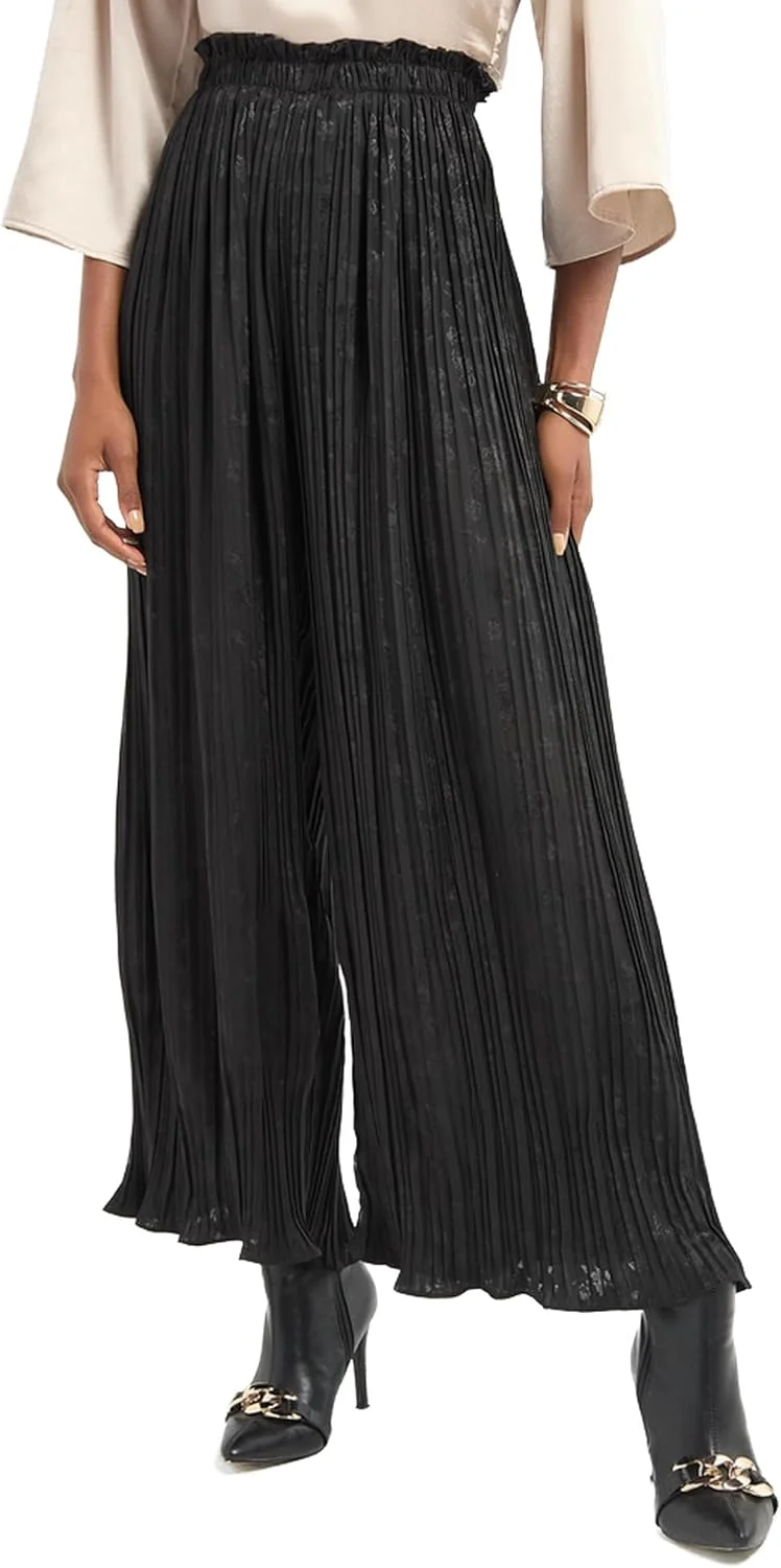 شلوار زنانه فاవ్، پاچه گشاد با بافت خاص و کمر کشی شلوار زنانه فاవ్، پاچه گشاد با بافت خاص و کمر کشی