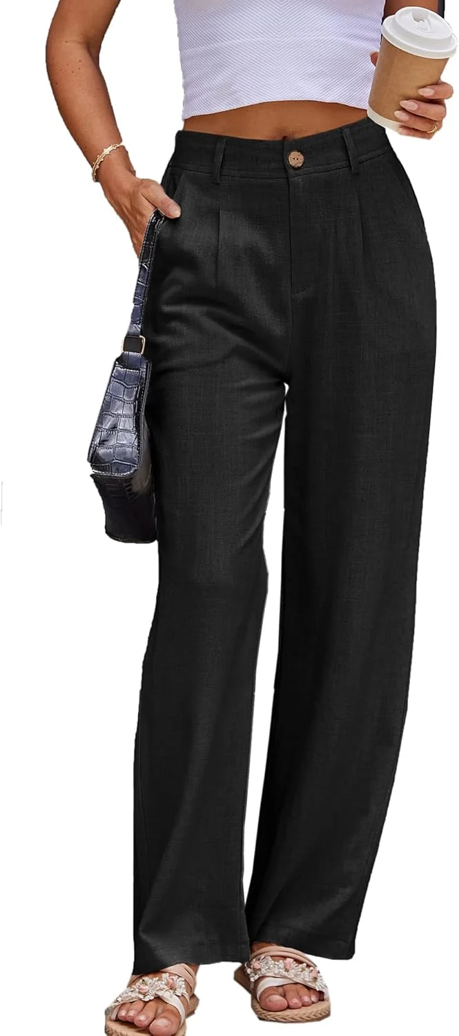 شلوار زنانه فاکانهویی، کتان، مناسب کار، شلوار تابستانی رسمی، راسته، پاچه گشاد، شلوار کتان نخی