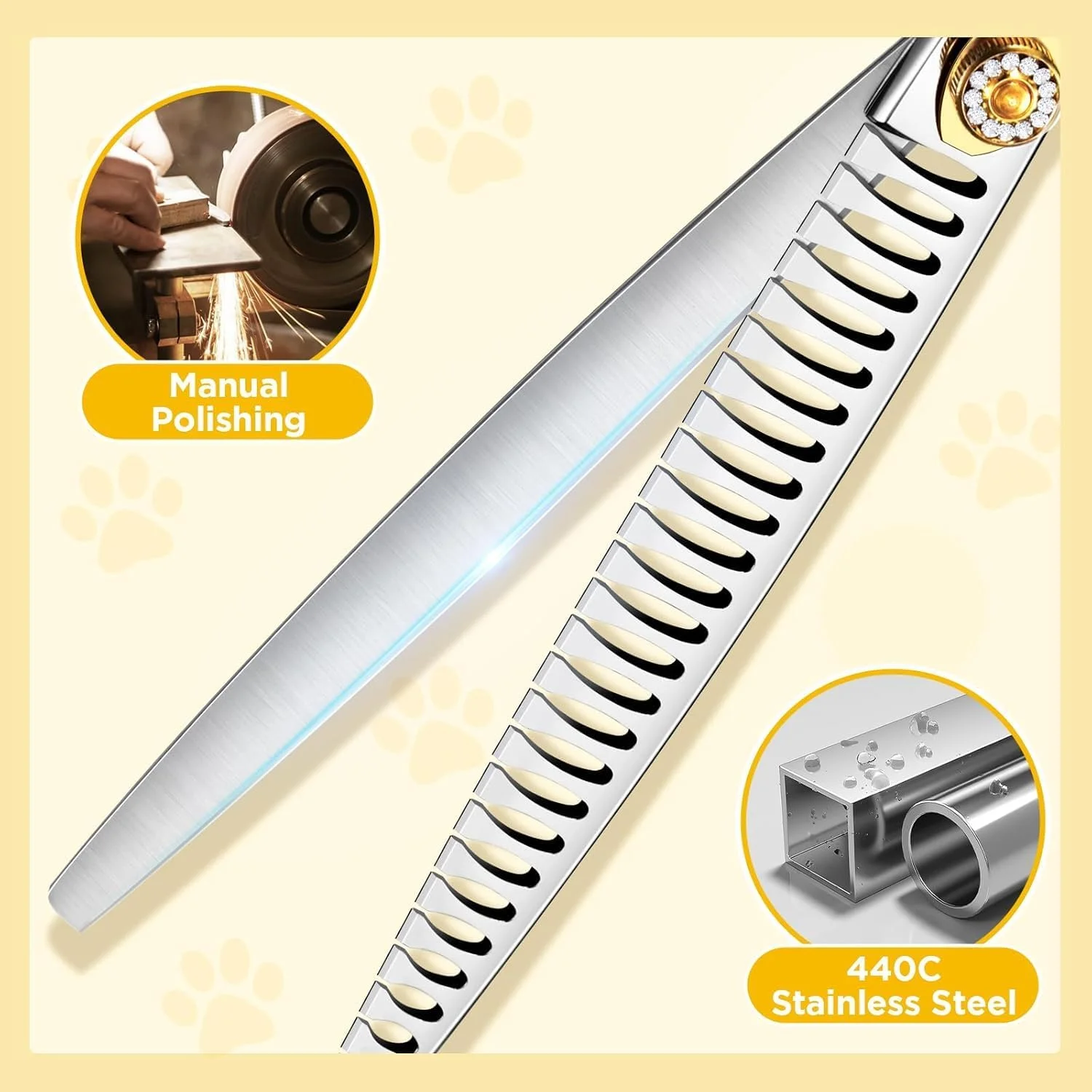 قیچی آرایشگری سگ 8 اینچی Gimars با 54 دندانه، فولاد ضد زنگ 440C حرفه ای، قیچی آرایشگری ارگونومیک حیوانات خانگی برای سگ ها، گربه ها و سایر حیوانات قیچی آرایشگری سگ 8 اینچی Gimars با 54 دندانه، فولاد ضد زنگ 440C حرفه ای، قیچی آرایشگری ارگونومیک حیوانات خانگی برای سگ ها، گربه ها و سایر حیوانات