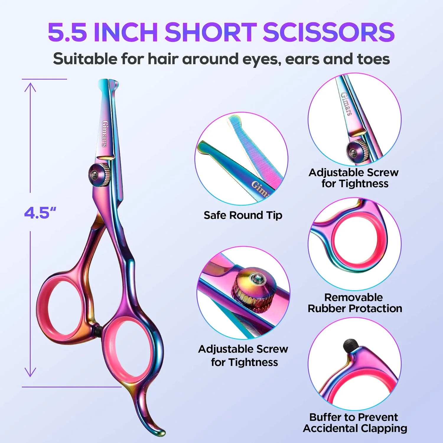 قیچی آرایشگری سگ Gimars Professional 4CR استیل ضد زنگ 6 در 1 با نوک گرد ایمن، قیچی آرایشگری حیوانات خانگی با روکش تیتانیوم سنگین برای سگ، گربه و سایر حیوانات قیچی آرایشگری سگ Gimars Professional 4CR استیل ضد زنگ 6 در 1 با نوک گرد ایمن، قیچی آرایشگری حیوانات خانگی با روکش تیتانیوم سنگین برای سگ، گربه و سایر حیوانات