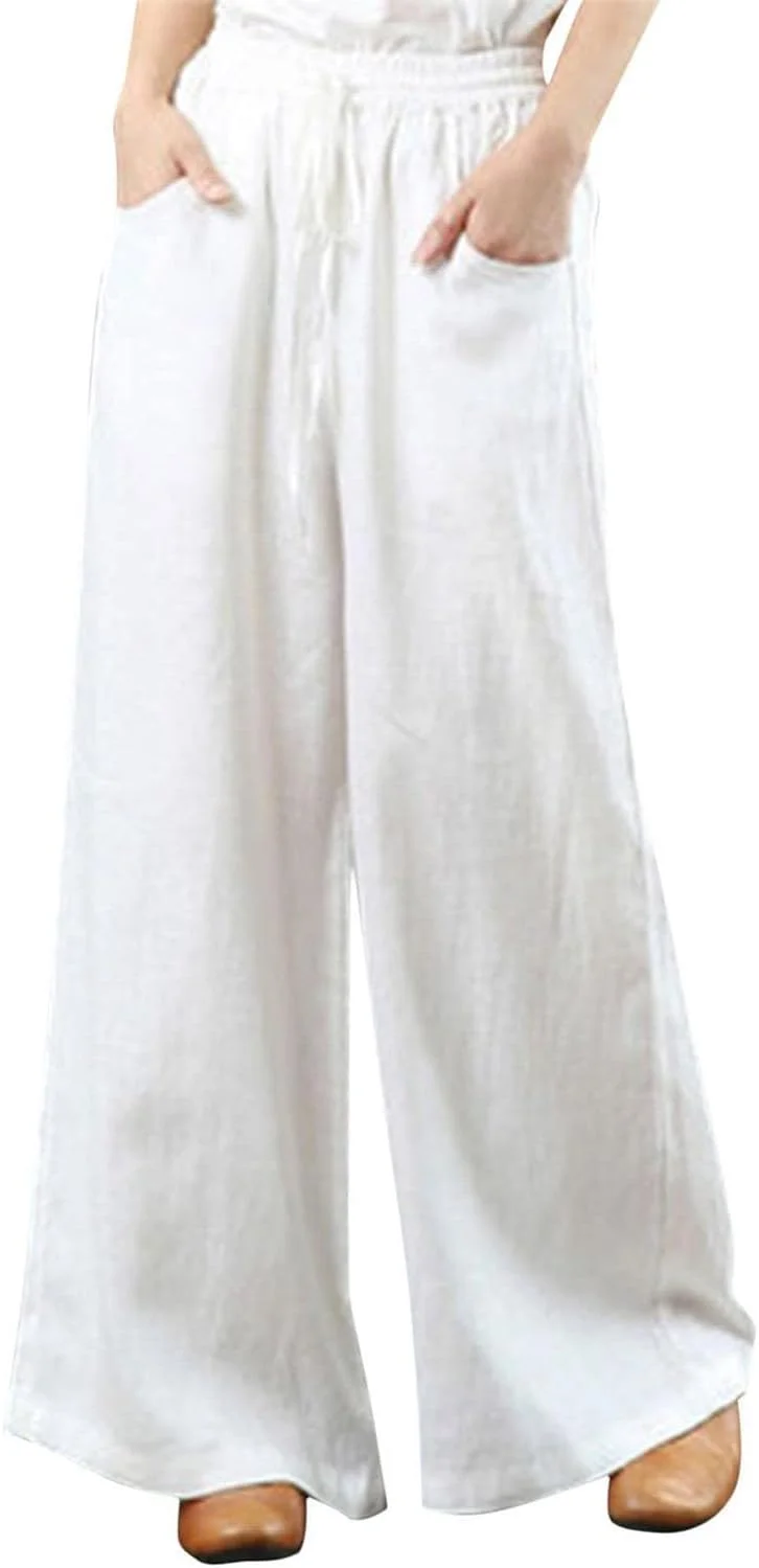 شلوار لینن گشاد زنانه GERRIT، شلوار لینن زنانه سایز بزرگ، شلوارک گشاد با کمر بلند مناسب ساحل (سفید، M) شلوار لینن گشاد زنانه GERRIT، شلوار لینن زنانه سایز بزرگ، شلوارک گشاد با کمر بلند مناسب ساحل (سفید، M)