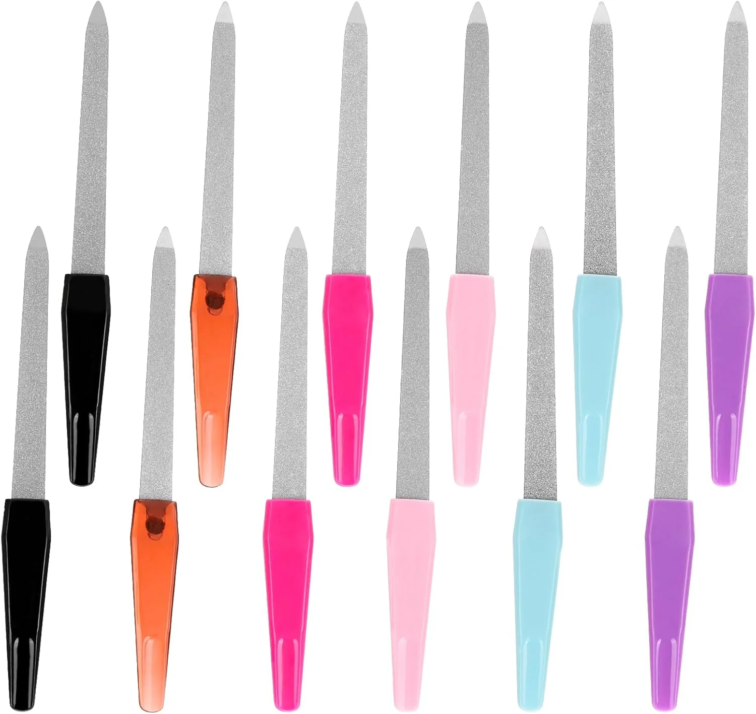 مجموعه 12 عددی سوهان ناخن فلزی چند رنگ - ابزارهای بادوام برای شکل دادن و صاف کردن ناخن مجموعه 12 عددی سوهان ناخن فلزی چند رنگ - ابزارهای بادوام برای شکل دادن و صاف کردن ناخن