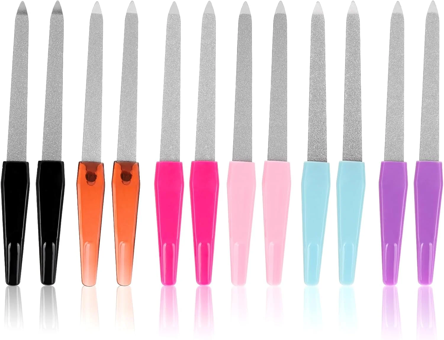 مجموعه 12 عددی سوهان ناخن فلزی چند رنگ - ابزارهای بادوام برای شکل دادن و صاف کردن ناخن مجموعه 12 عددی سوهان ناخن فلزی چند رنگ - ابزارهای بادوام برای شکل دادن و صاف کردن ناخن